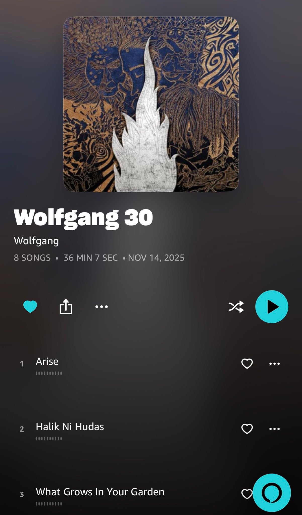 WOLFGANG 30 (re-recorded debut album) is now streaming on all