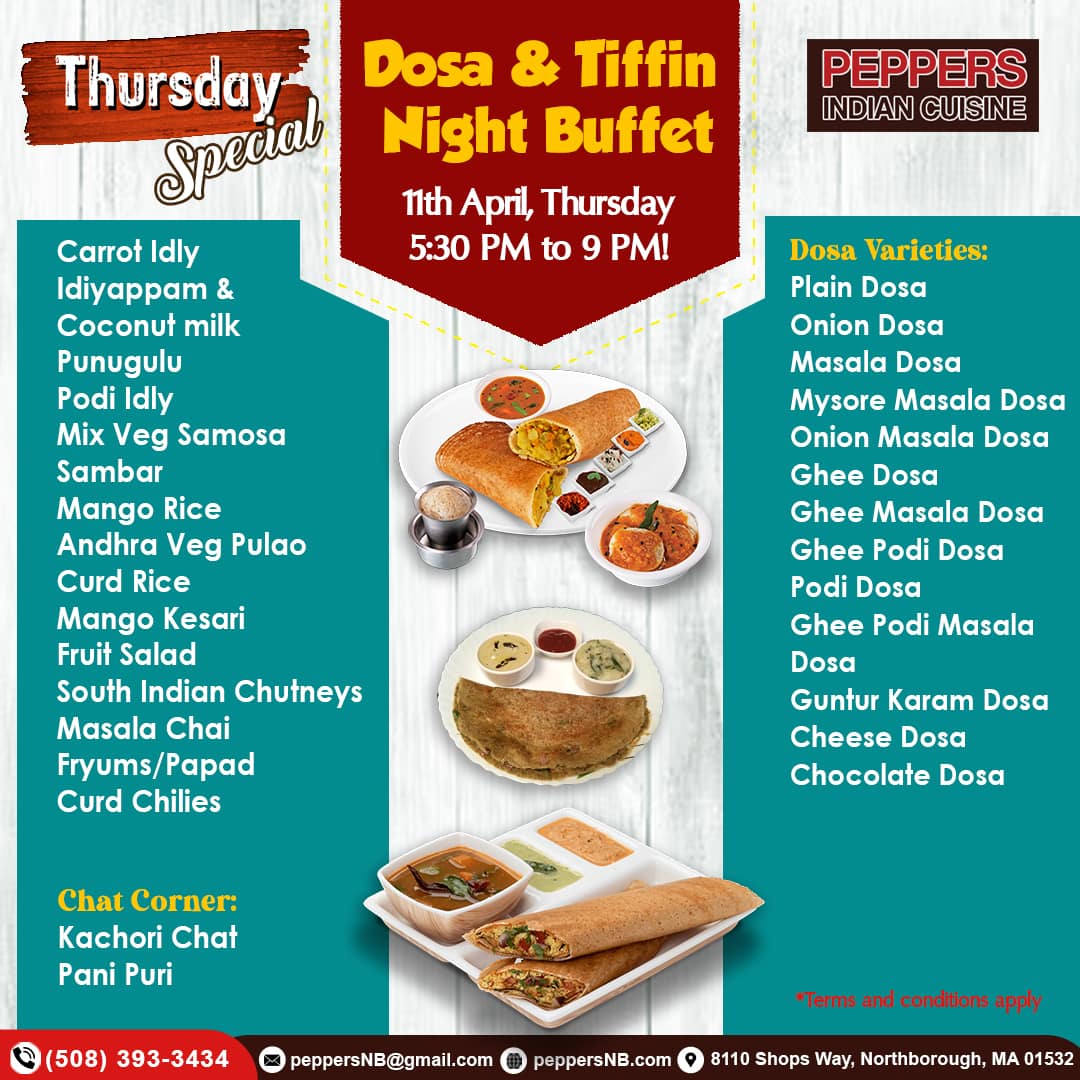 😋 Calling all South Indian Food Lovers! Unlimited Dosa & Tiffin