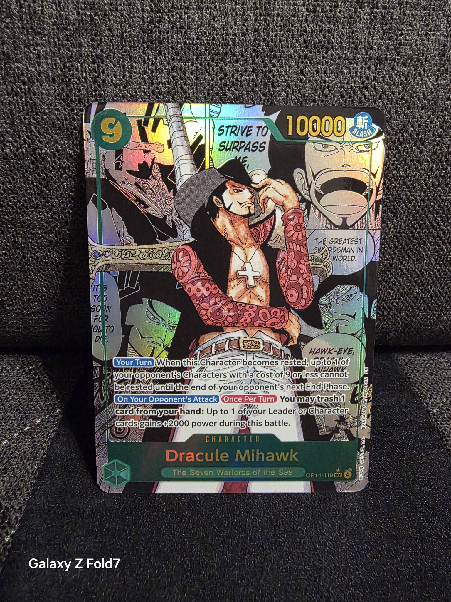 New PSA exclusive Alternate Art Leader Dracule Mihawk (OP14-020