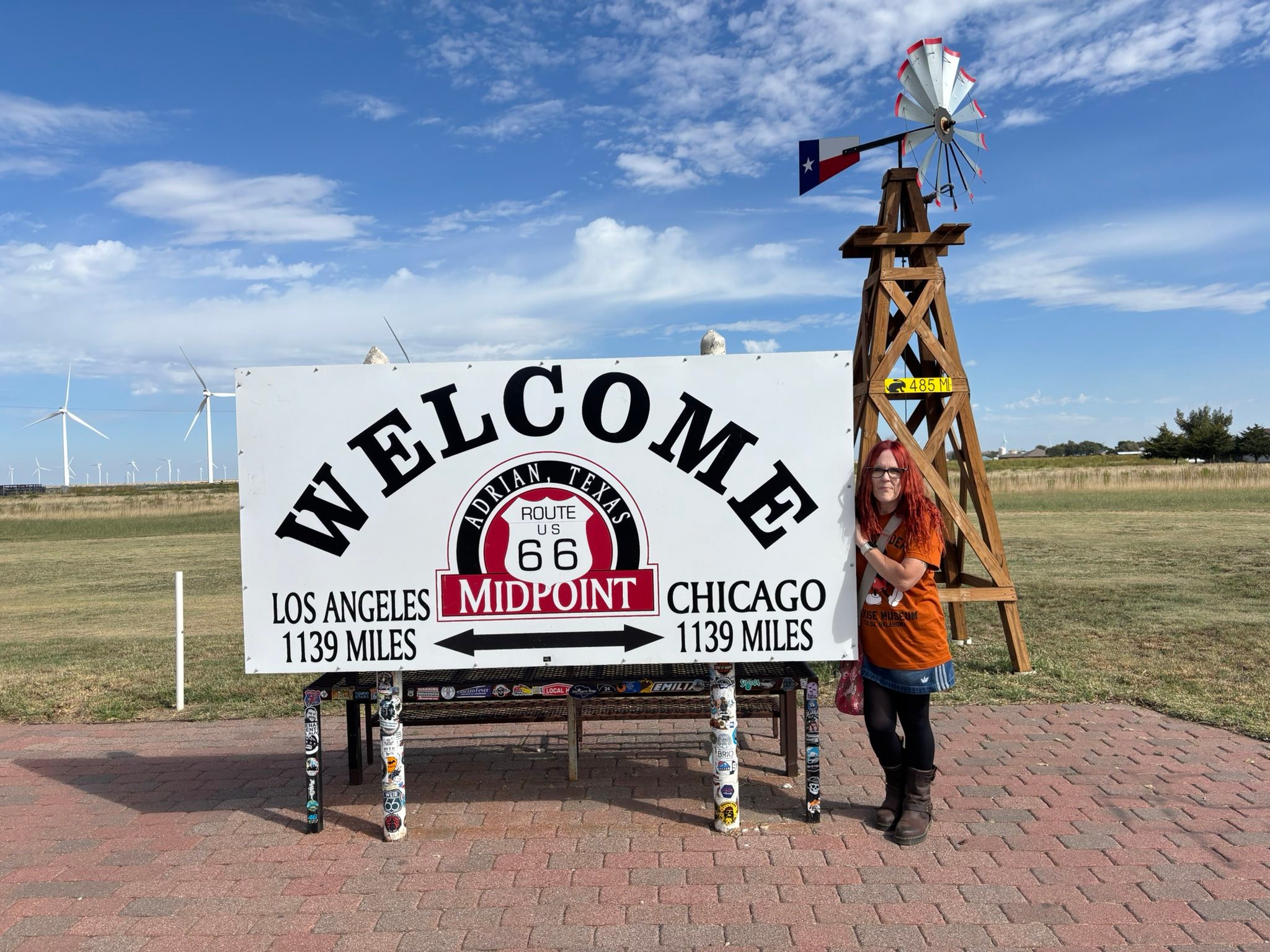 Reaching the midpoint of Route 66 on a road trip