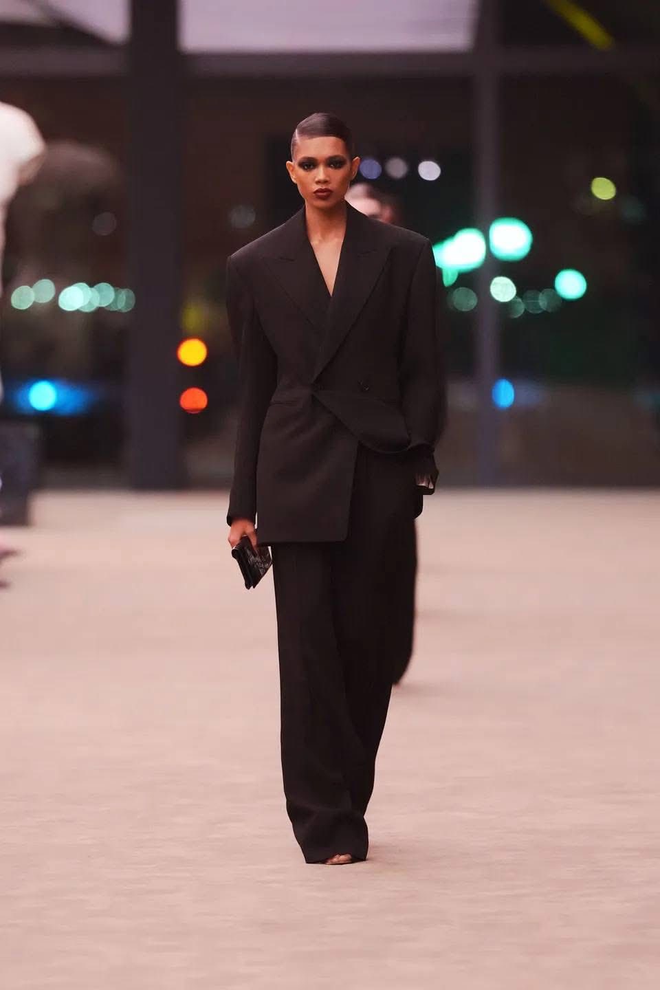 The lace, latex, and fur! The power dressing at Saint Laurent fall
