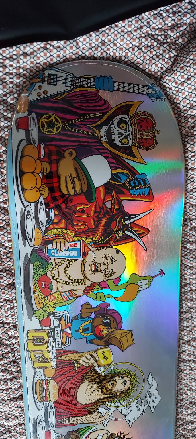 Holographic Last Supper skateboard by Marc McKee