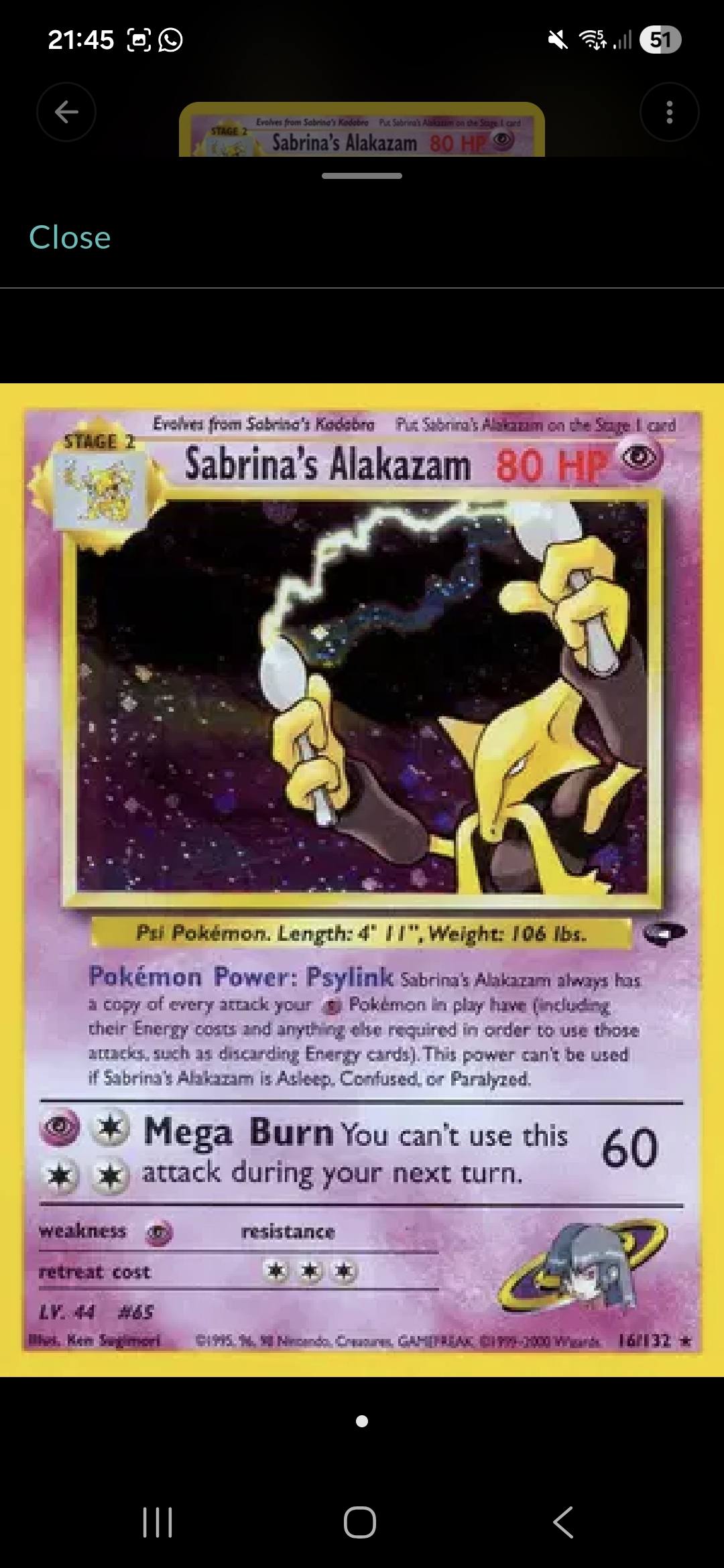 Has anyone got Sabrina's Alakazam 16 from Gym Challenge and/or