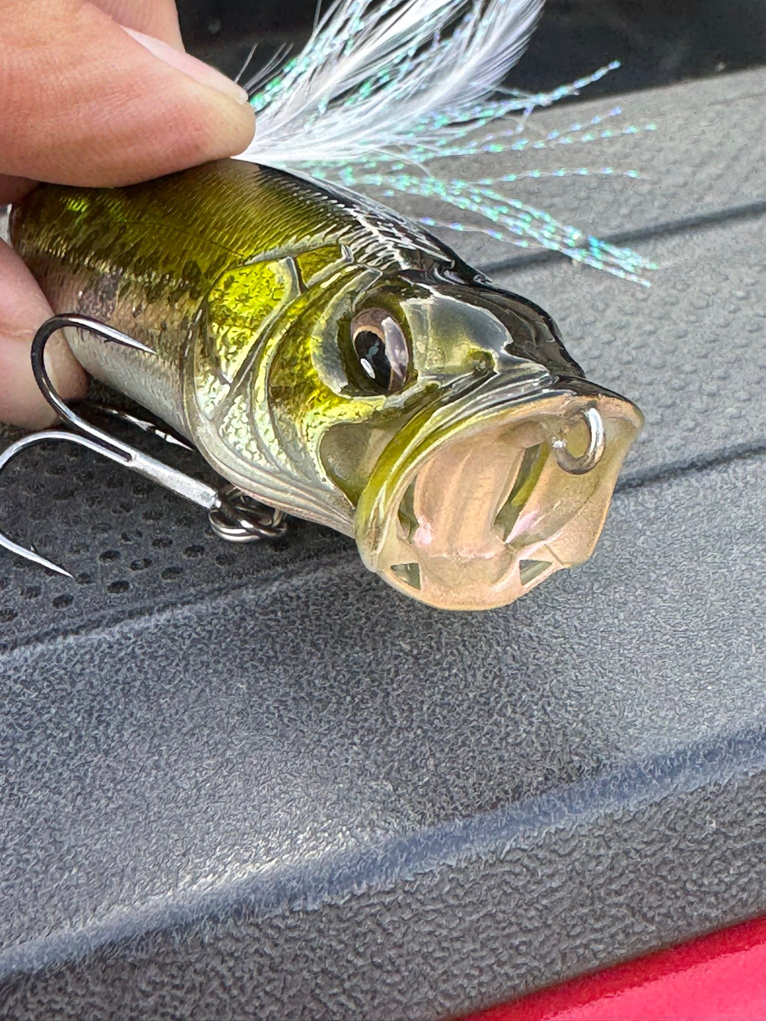 Megabass Popmax lures in baby bass and black orochi colors