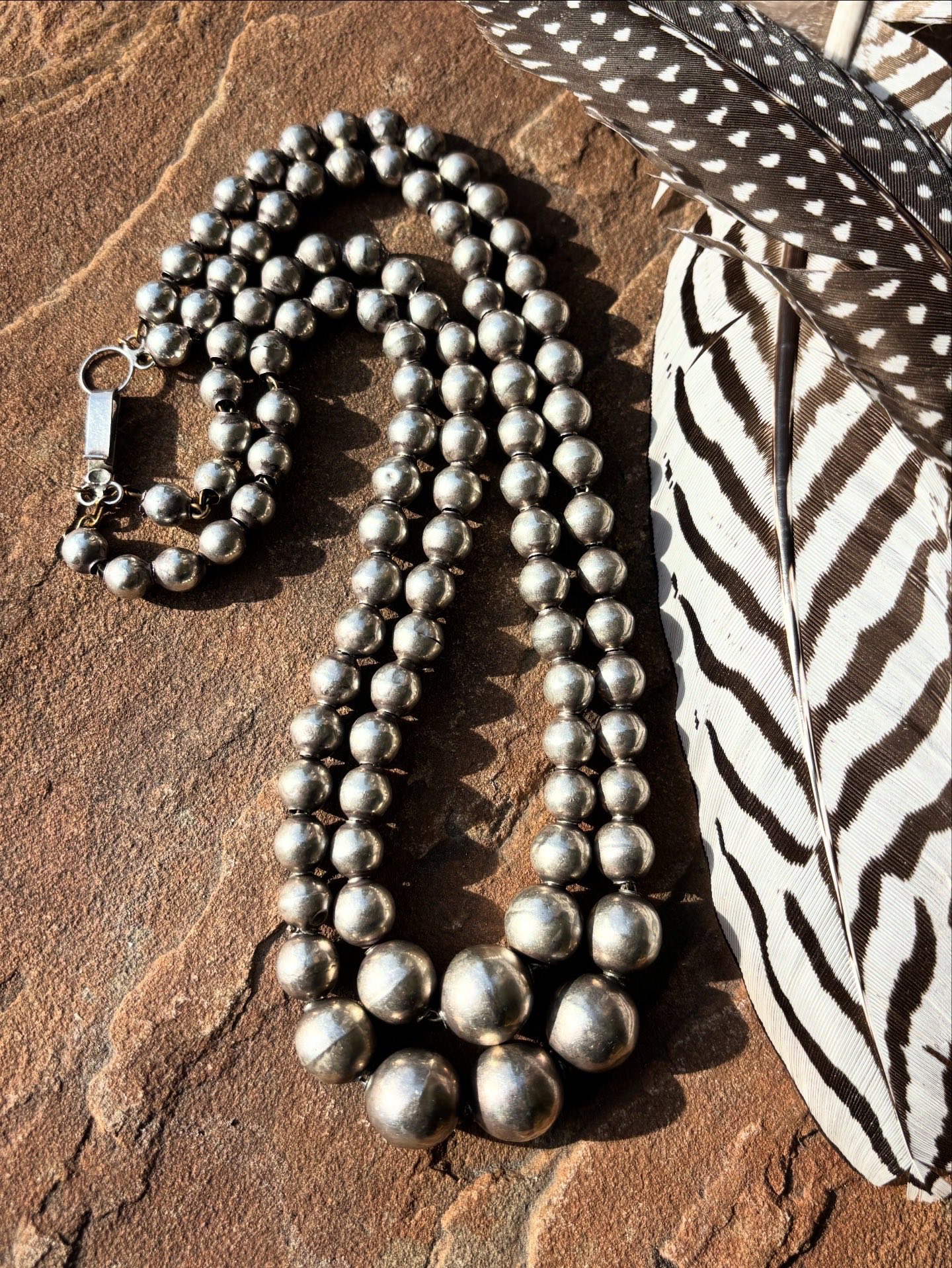 Vintage Taxco silver beads necklace for sale