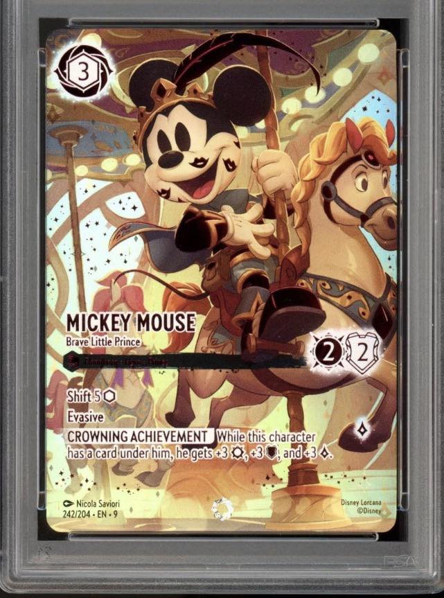 Disney Lorcana iconic card collection with Mickey Mouse in PSA 10