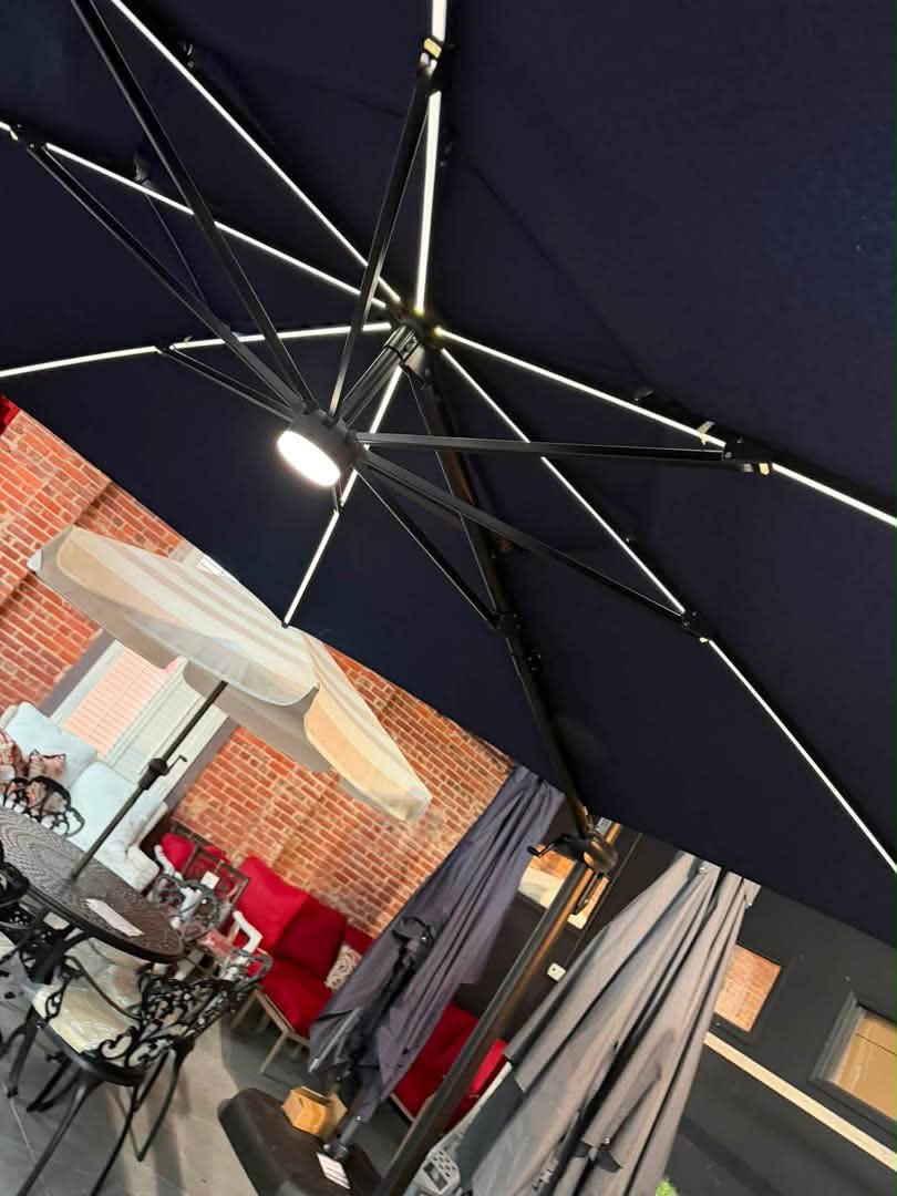 hampton bay patio umbrella with lights Replacement Canopy for Berkley Jensen 11' Grand patio Outdoor 11 in solar Color:65L Blue 2024 holiday sale