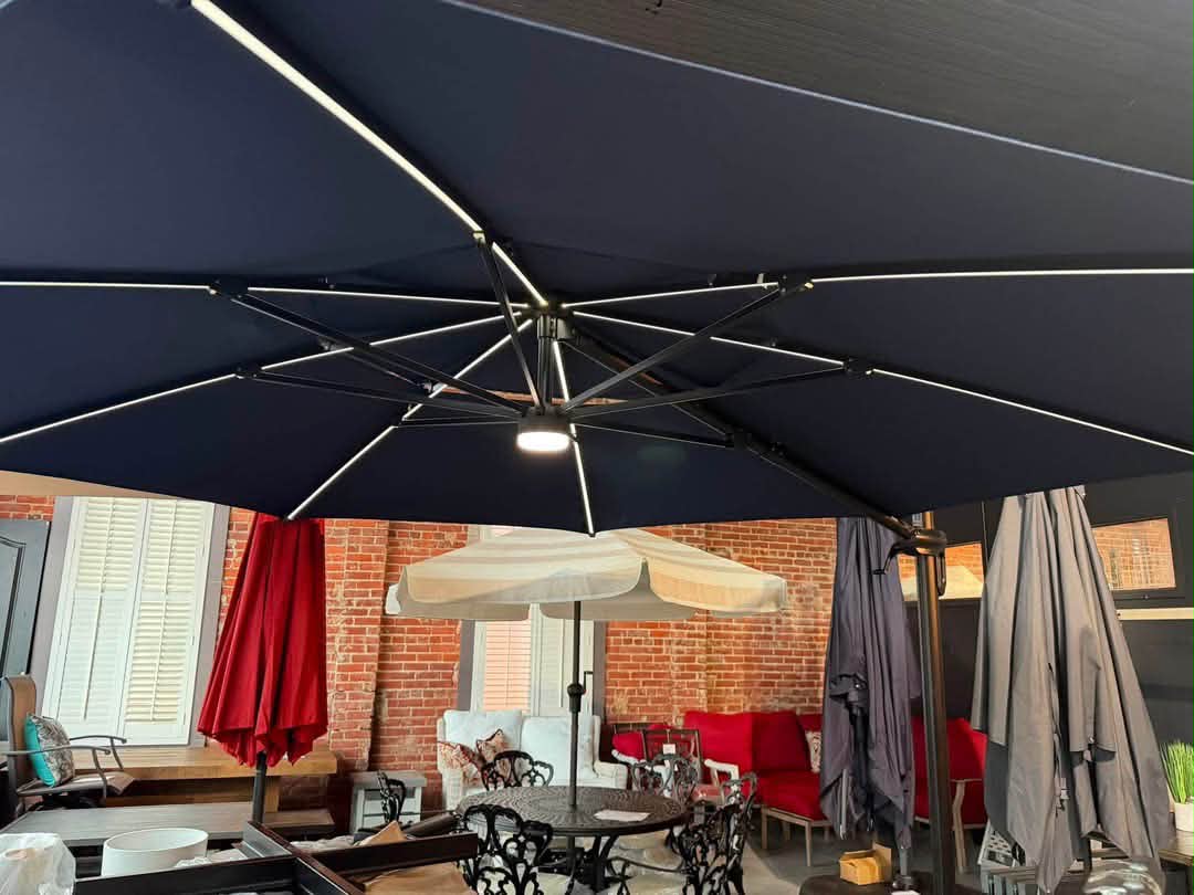 jearey patio umbrella 9FT Outdoor with Solar Lights, LED Lighted Pool Umbrella with Tilt and Crank, Outdoor Table Umbrellas for Deck, Yard & Market (Rose Pink) : Patio, Lawn & Gray and green to 6-Seater Outdoor Dining Set Face Mask Color:Black Outdoor Patio Umbrella
