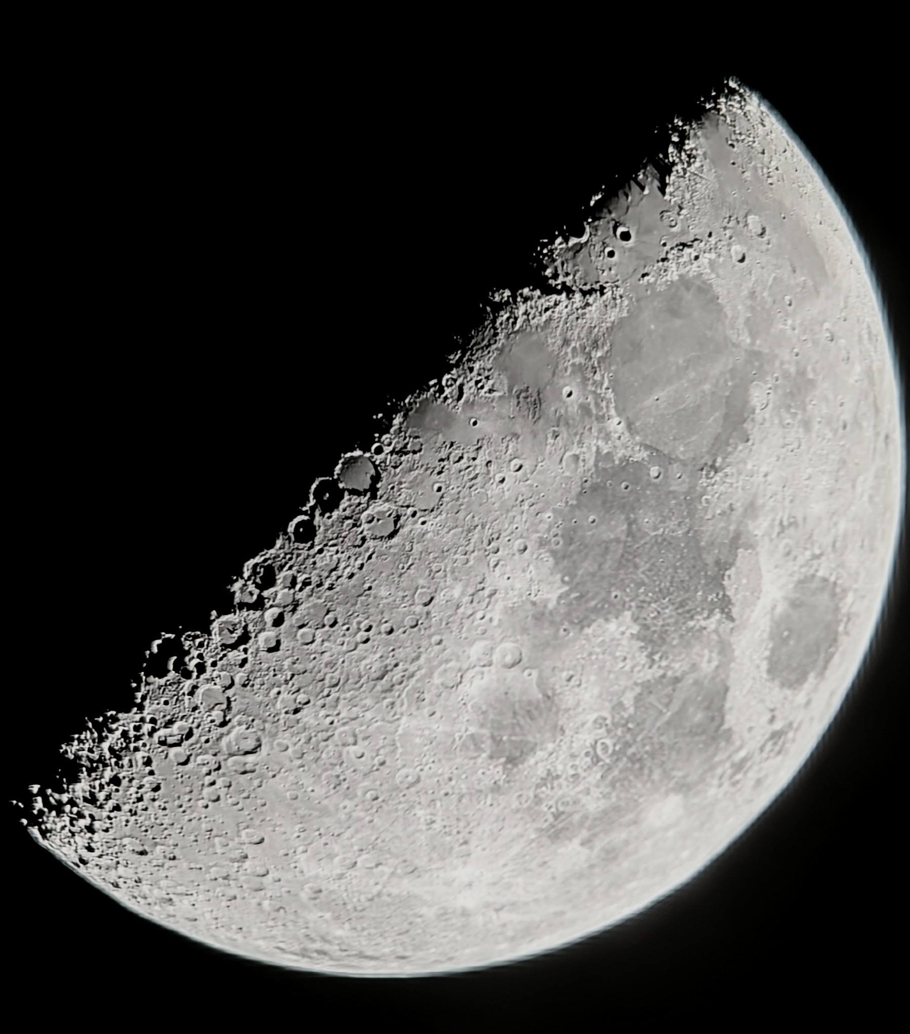 Crescent moon with Lunar V and X visible
