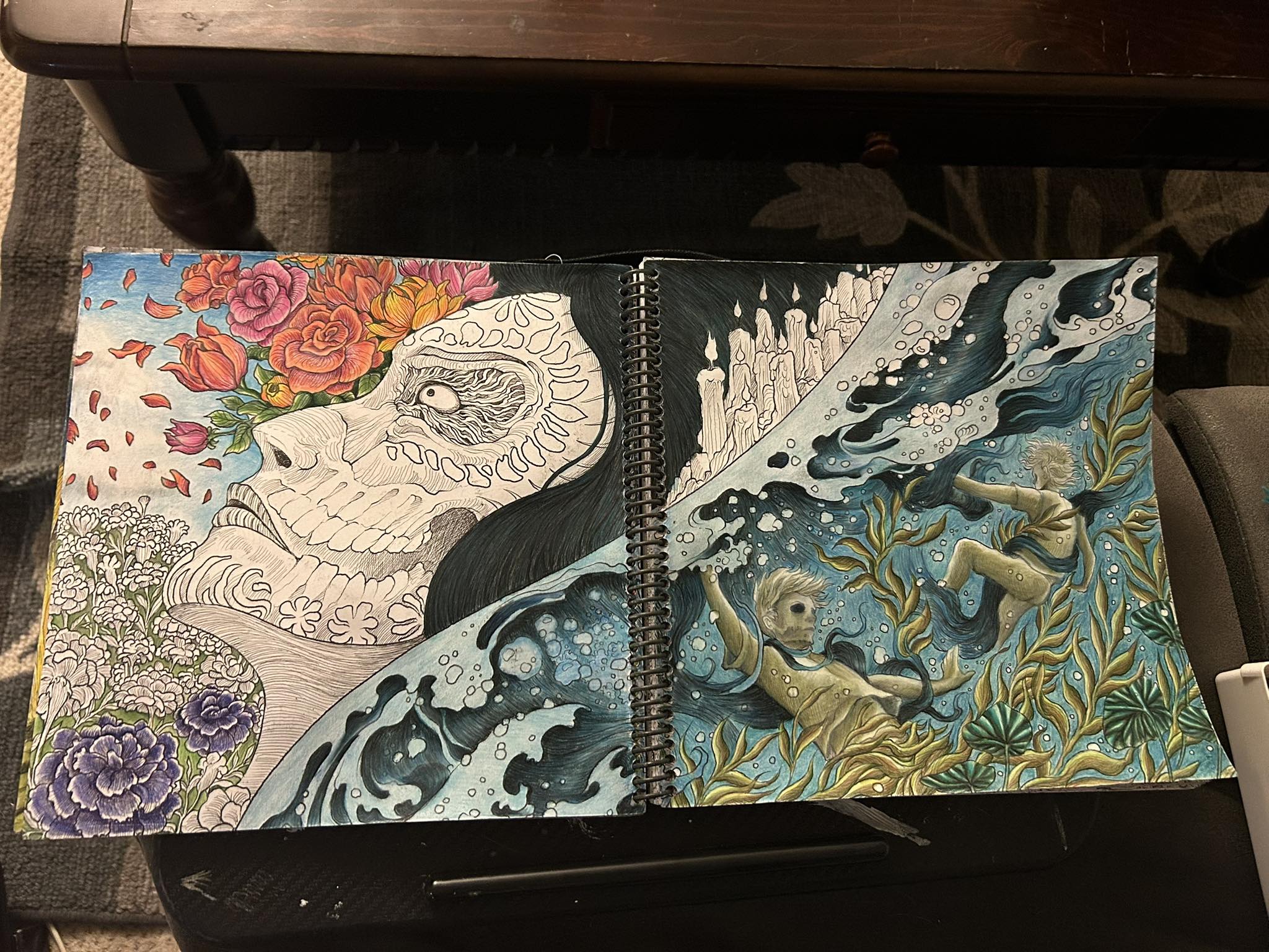 Coloring La Llorona with Prismacolor pencils