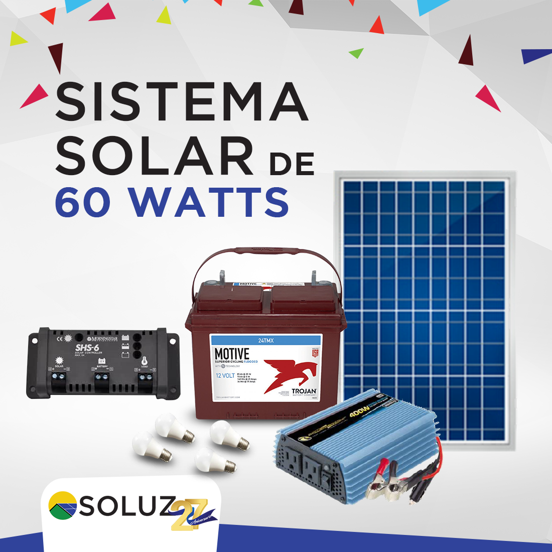 SOLUZ HONDURAS - Sistema solar Soluz ☀️ de 60W para...