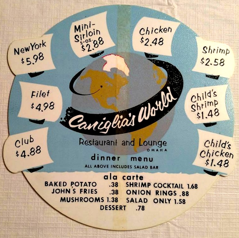 Caniglia's World menu at Woodmen Tower