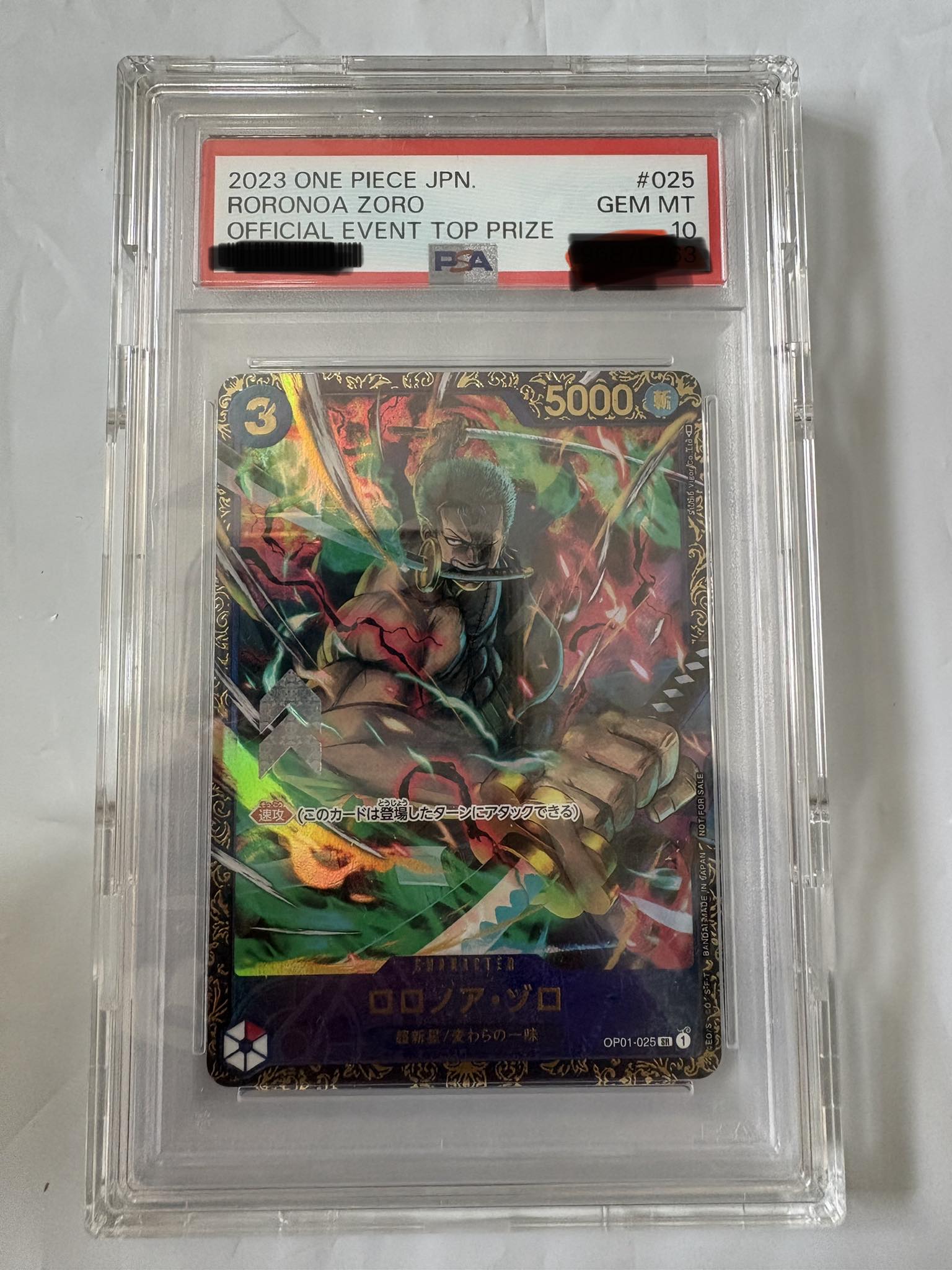 PSA 10 One Piece Japanese Romance Dawn Roronoa Zoro card for sale