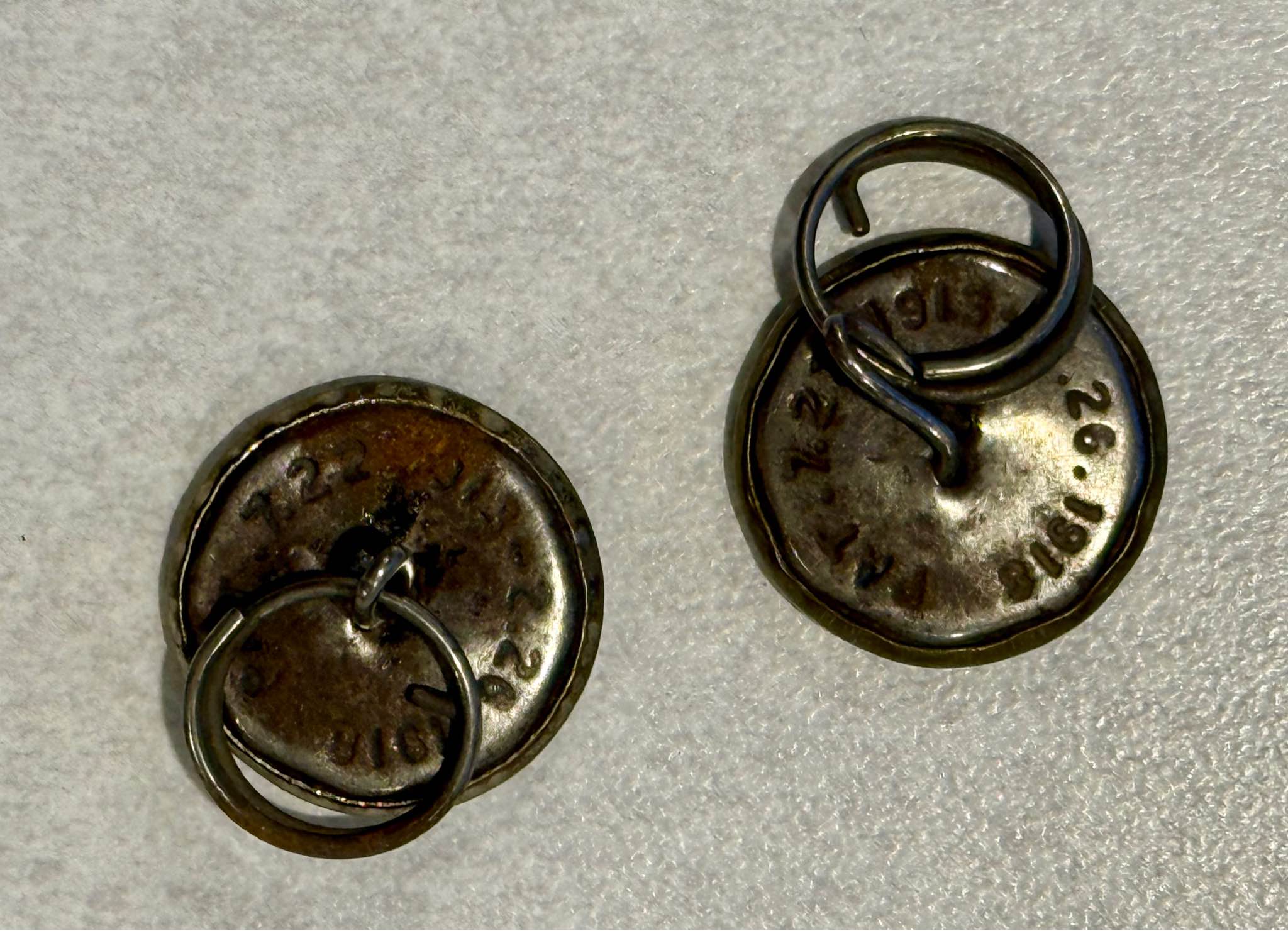 2 Antique vintage uniform buttons Finck Detroit Special Apx: 3/4 