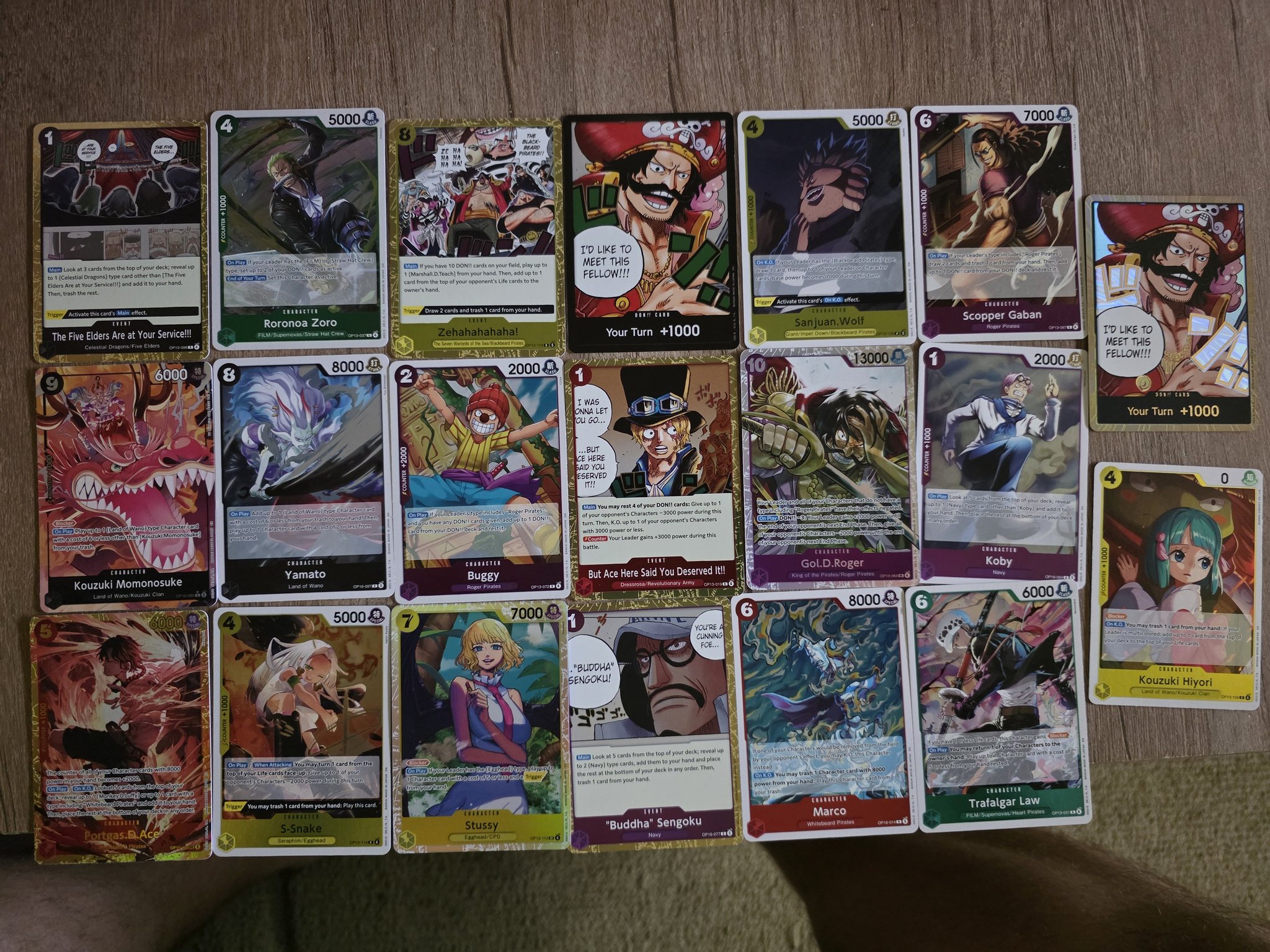 ONE PIECE TCG card pulls from OP 16 and OP 13