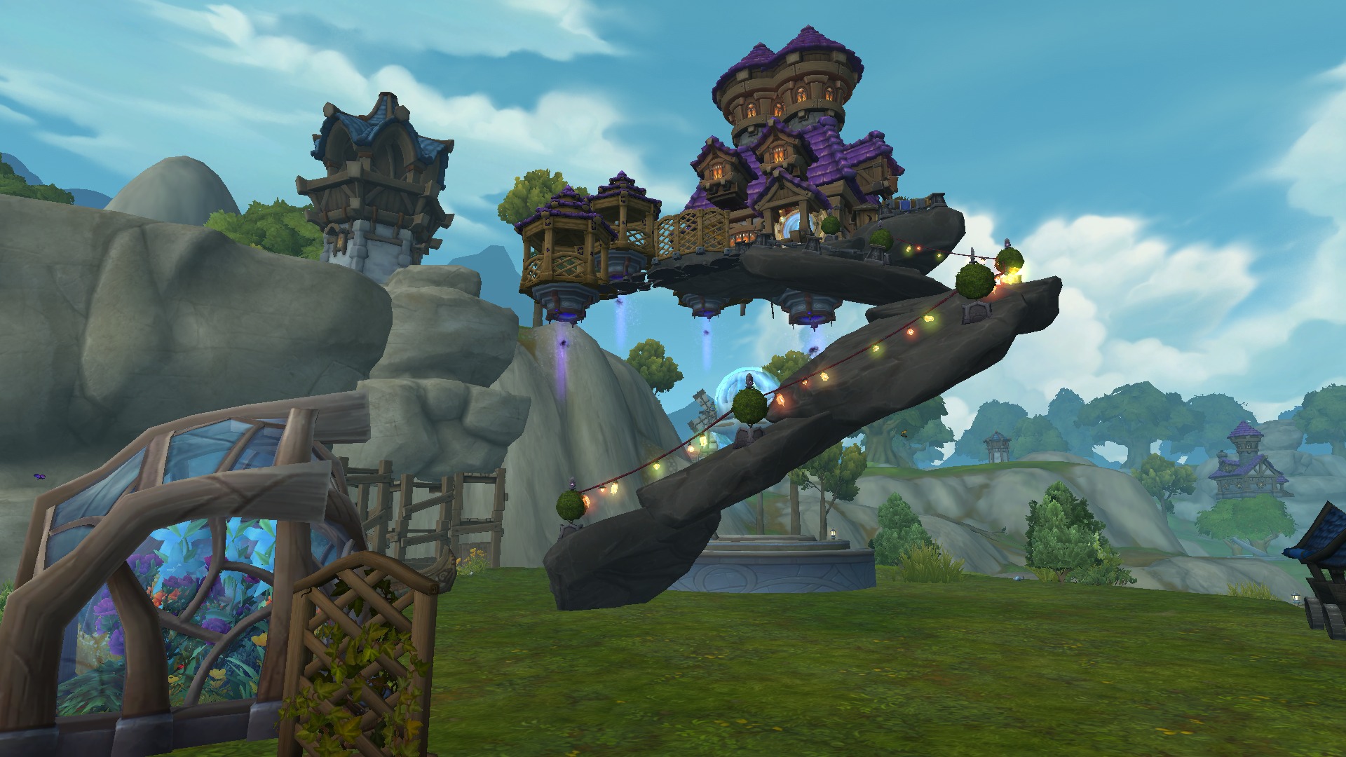 World of Warcraft house made from wagons and platforms