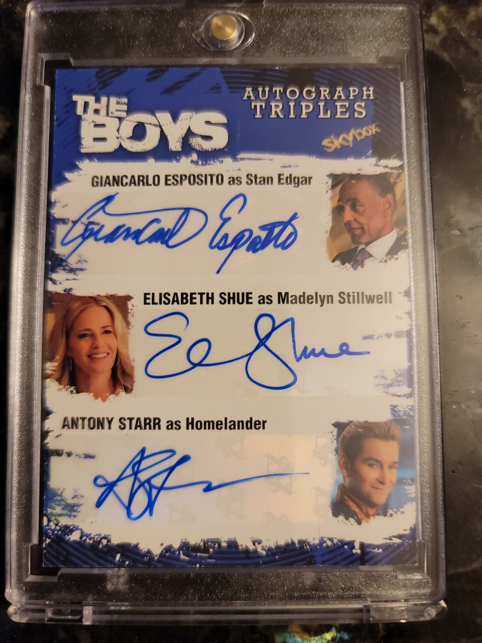 The Boys autograph triple card featuring Giancarlo Esposito