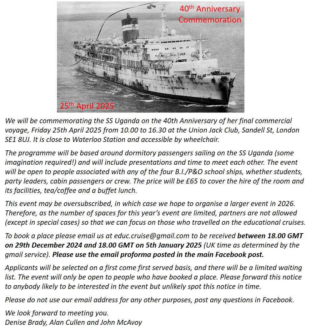 MS Devonia, MS Dunera & SS Nevasa School Cruises 1961 - 1975 1967 | To ...