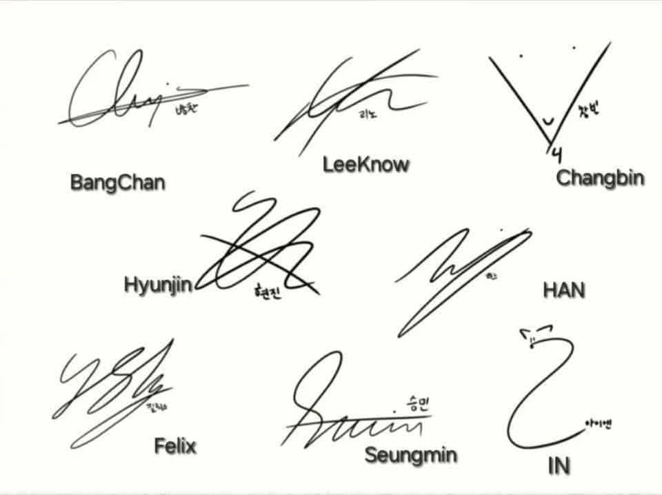 STRAYKIDS members' signatures reference