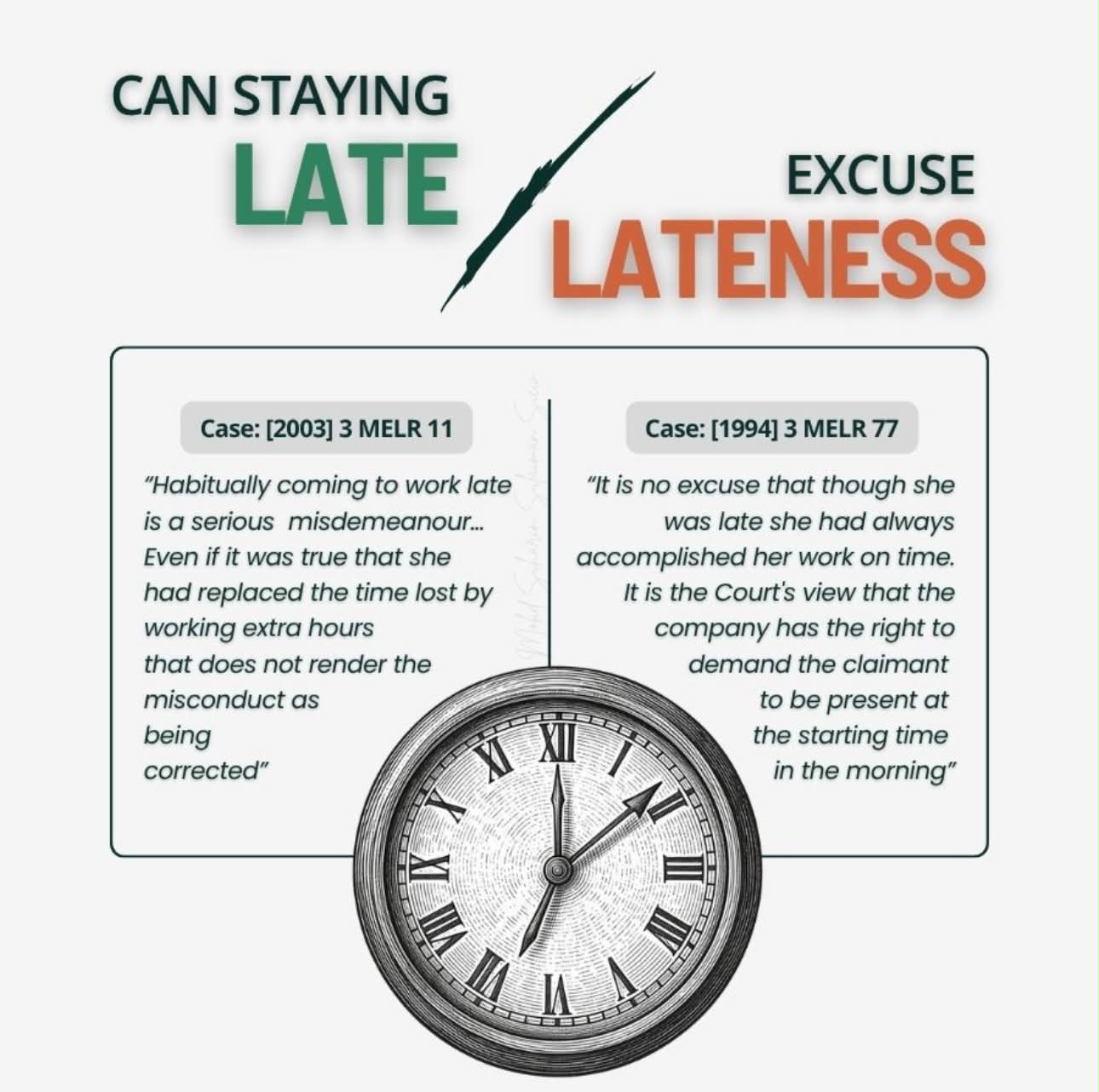 Staying late does not excuse lateness at work