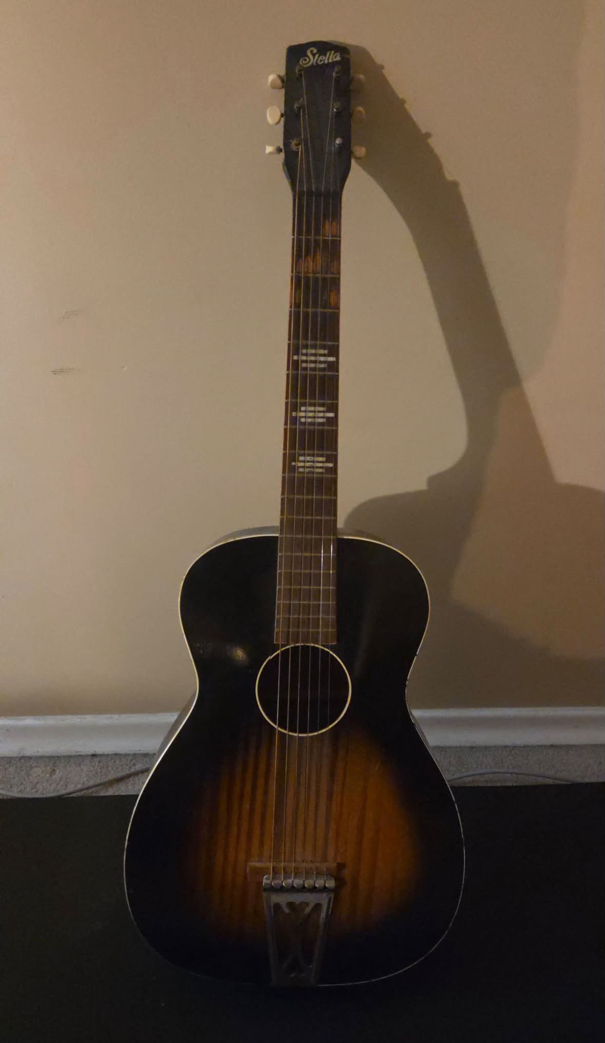1940-50s Stella acoustic guitar. Very collectable. Playable to an