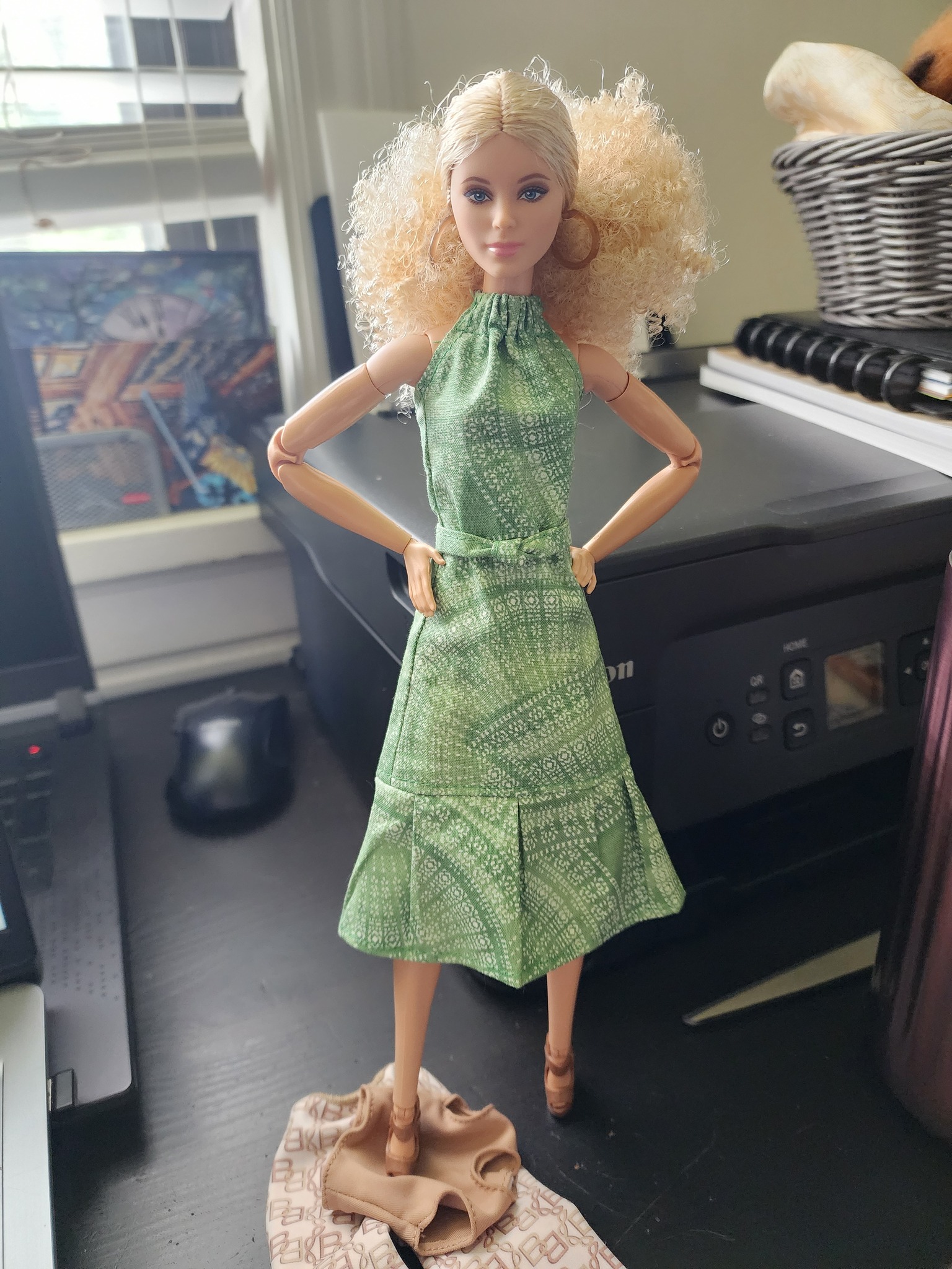 barbie halter dress Custom for doll Model 7 white blue dress