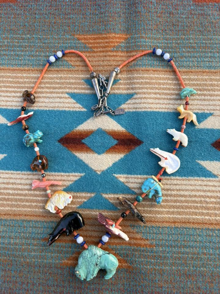 Vintage Stewart Quandelacy Zuni fetish necklace for sale