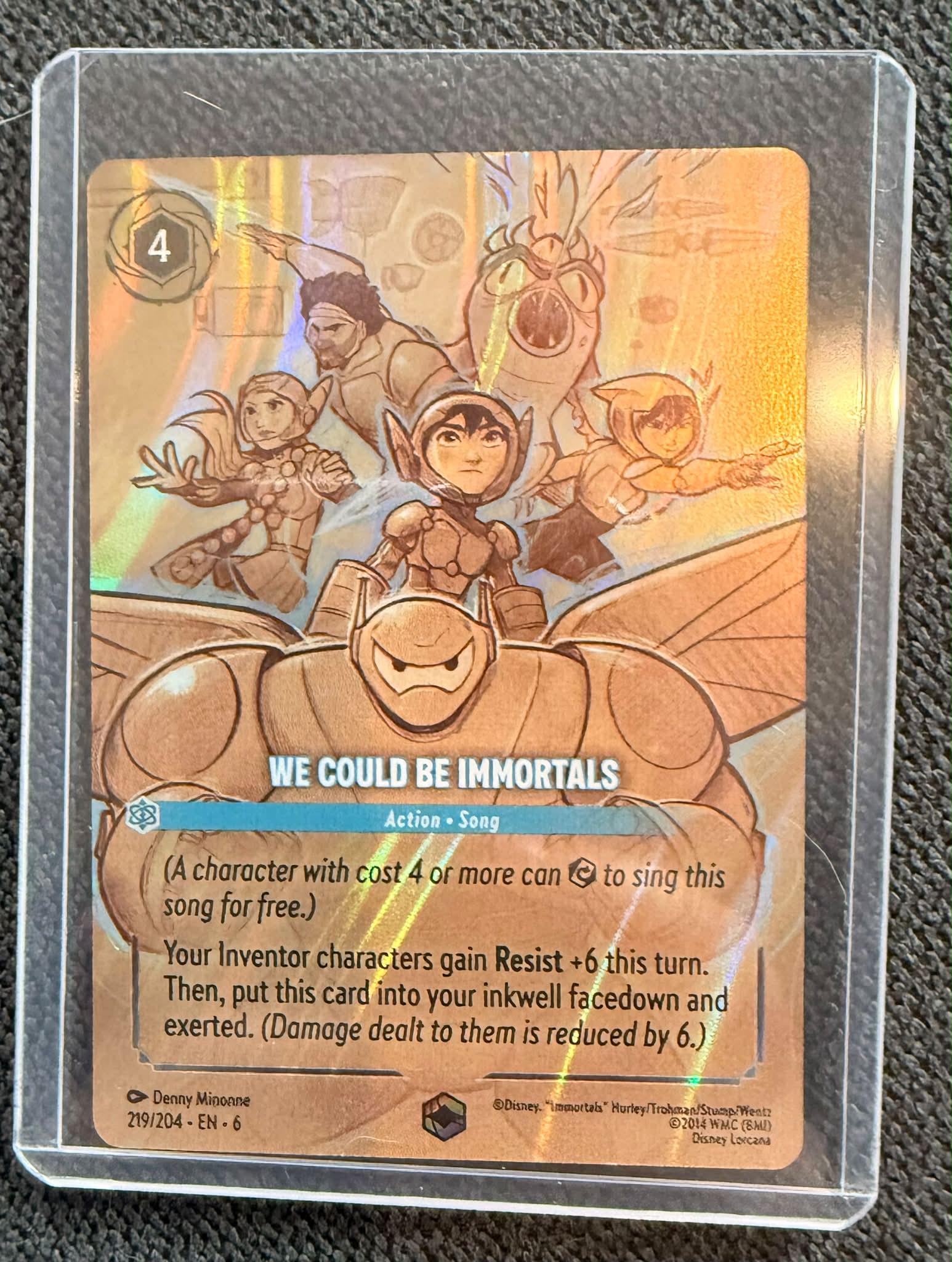 Rare 'We Could Be Immortals' holographic card from Disney Lorcana