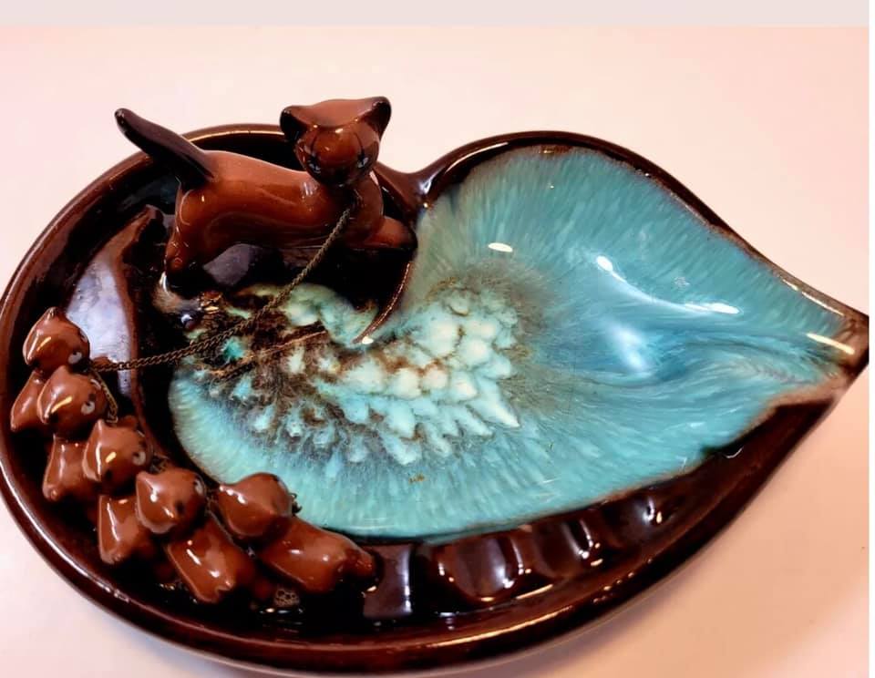 Vintage cat head ceramic ashtray from Shafford Dishware