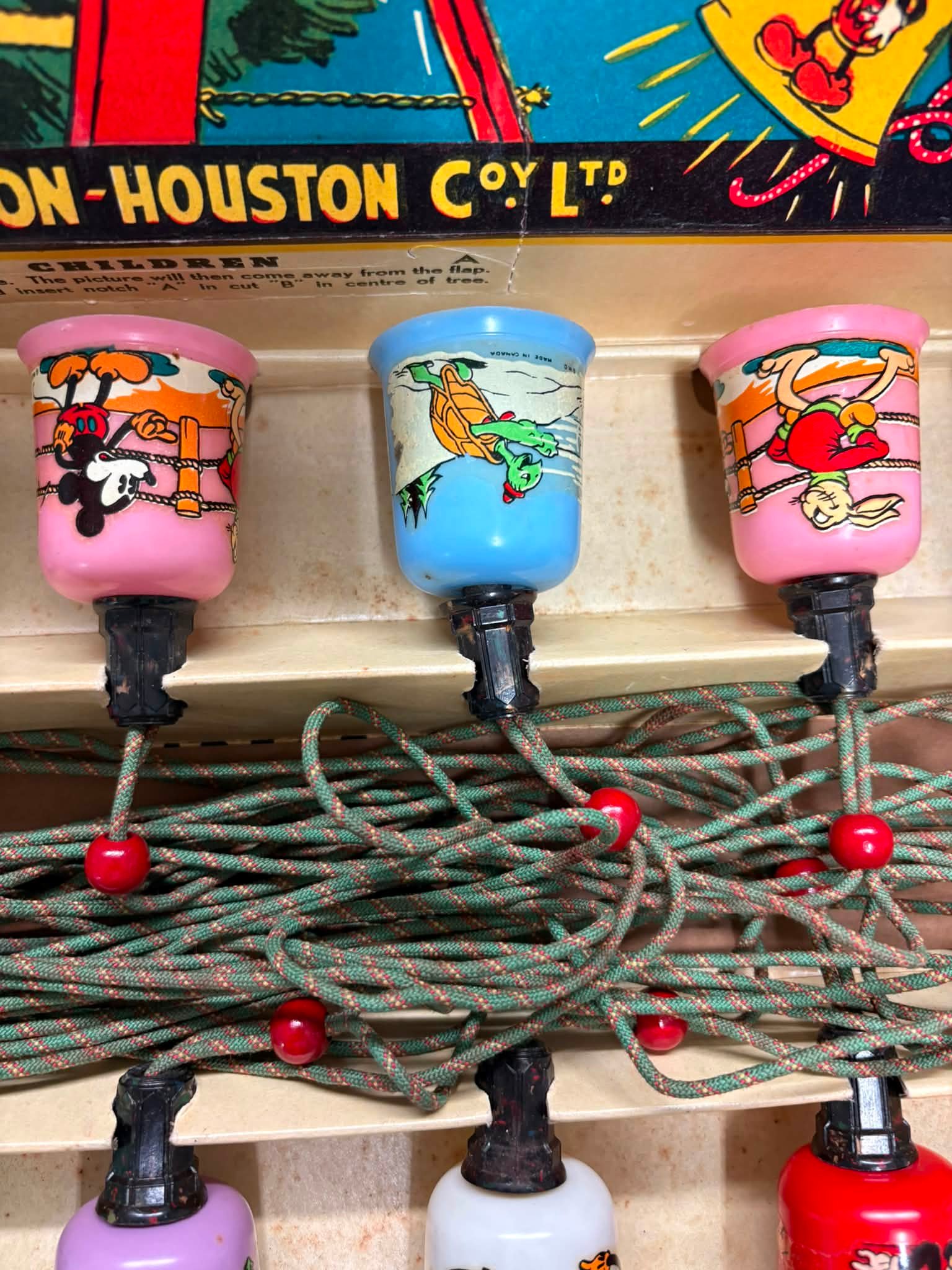Vintage 1930s Mazda British Mickey Mouse Christmas lights set