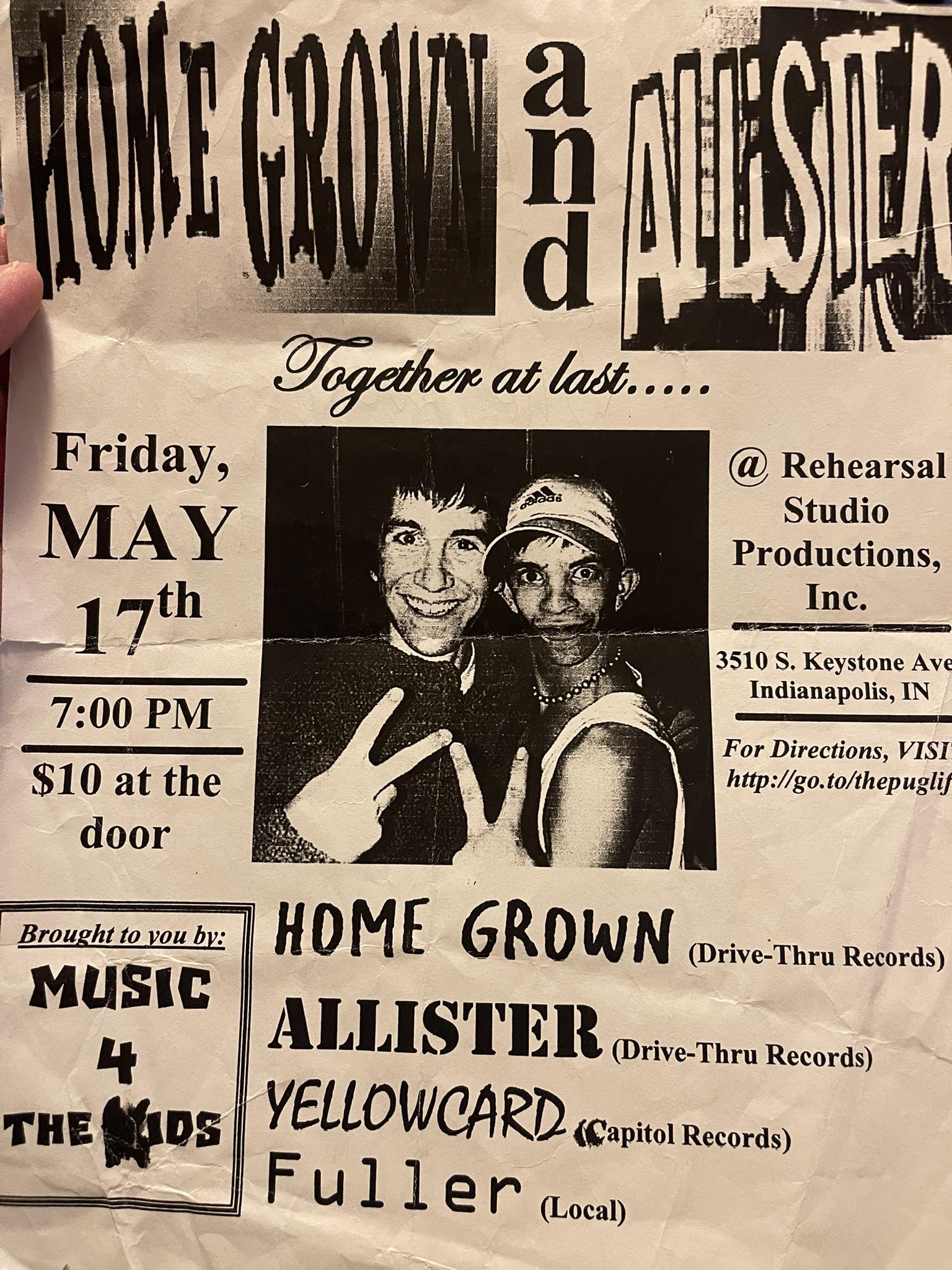 Home Grown and Allister concert flyer from 2001/2002