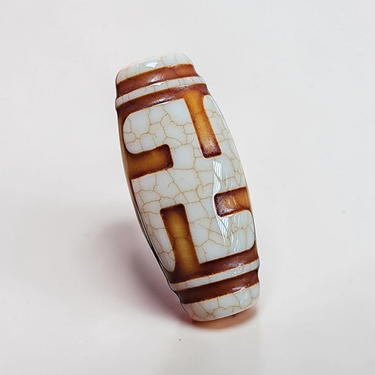 3cm 火供龙纹卐字天珠Swastika Dzi RM68