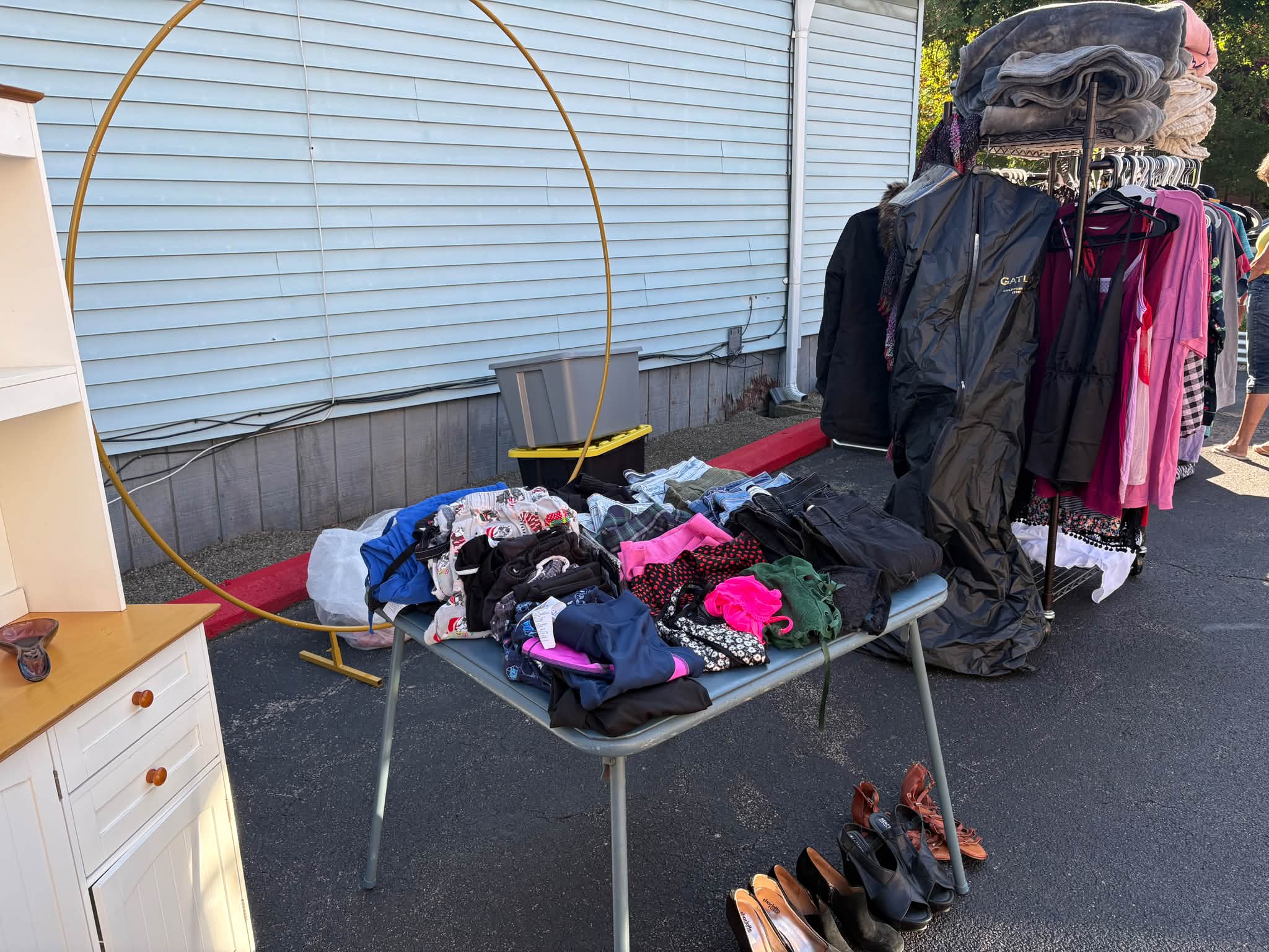 Multi-family garage sale with antiques and household items Sunday