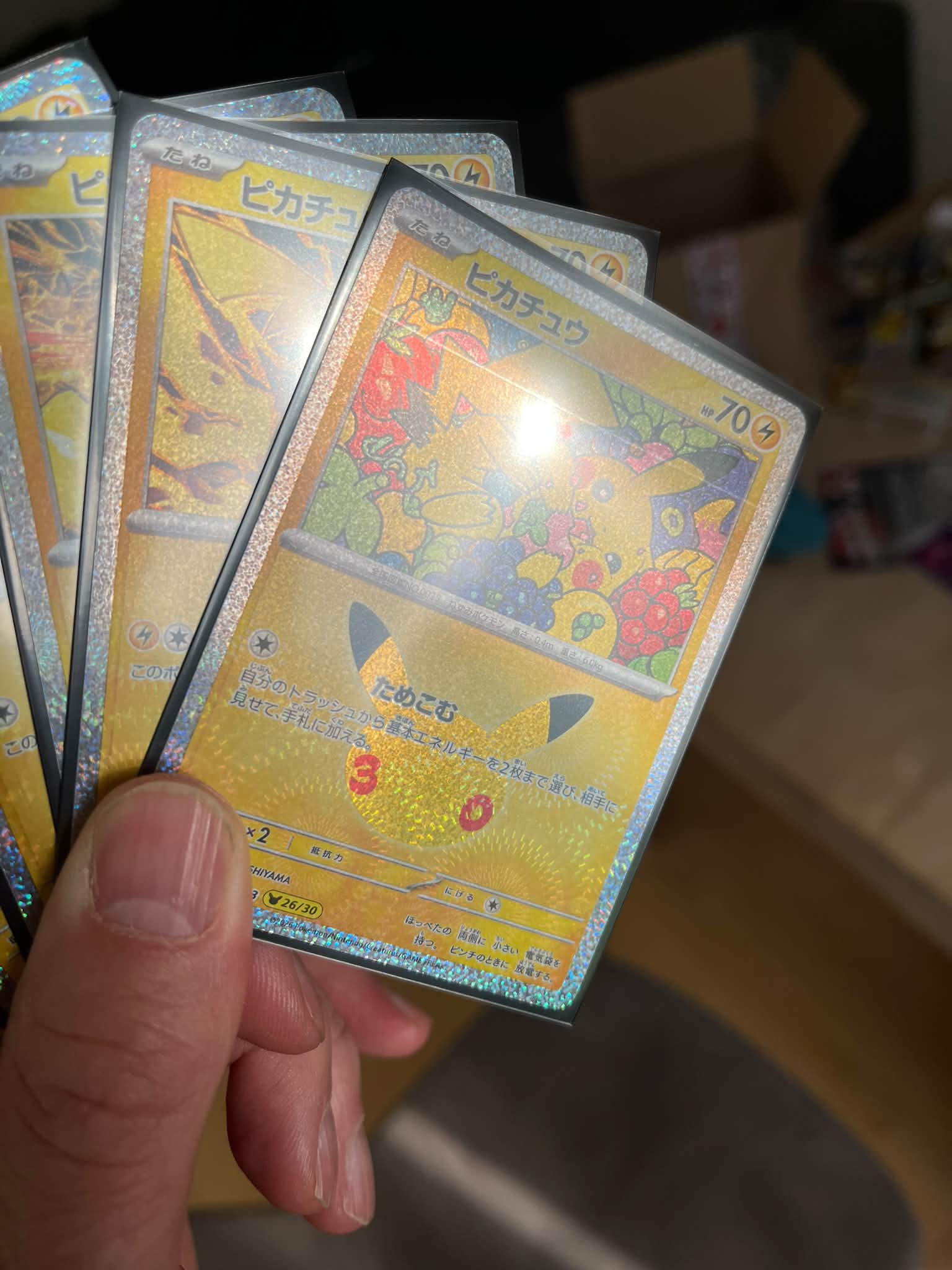 What causes lines through Pikachu cards in Japanese 30th