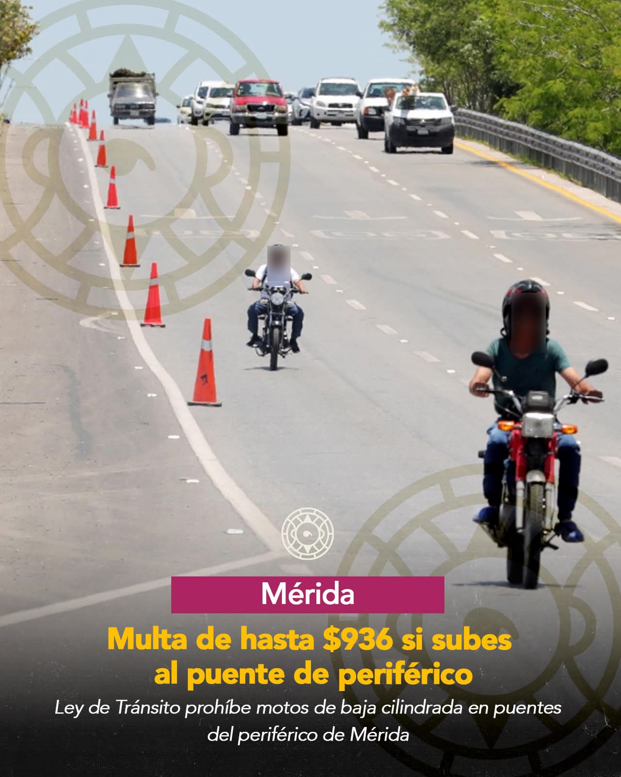 Artículo 295 impide que motos menores a 300 cc suban puentes. | Facebook