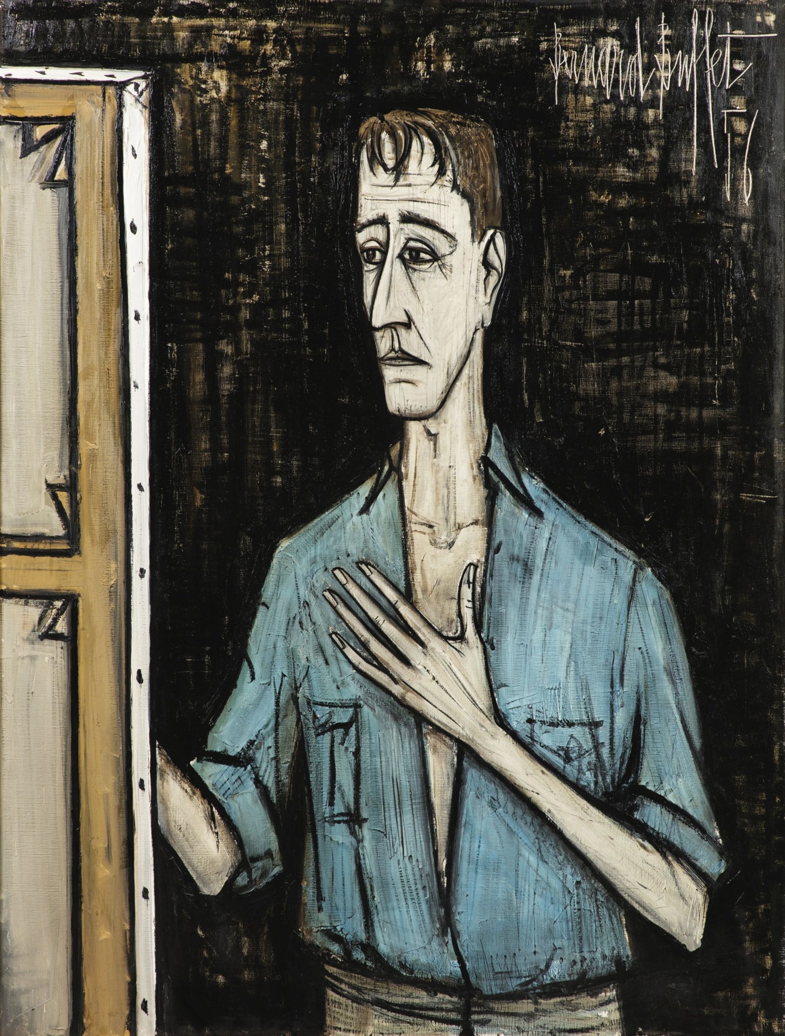 Bernard Buffet (1928-1999), Autoportrait, 1949, oil and charcoal