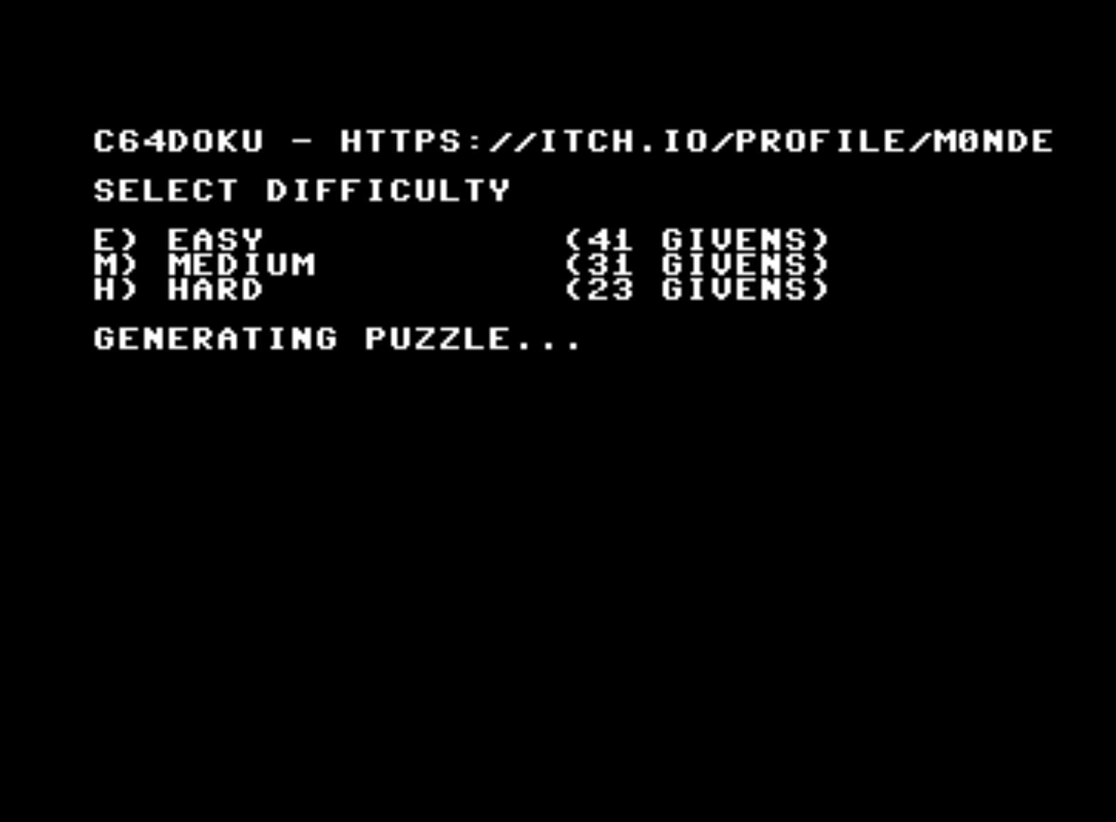 Sudoku game in C64 BASIC programming language online
