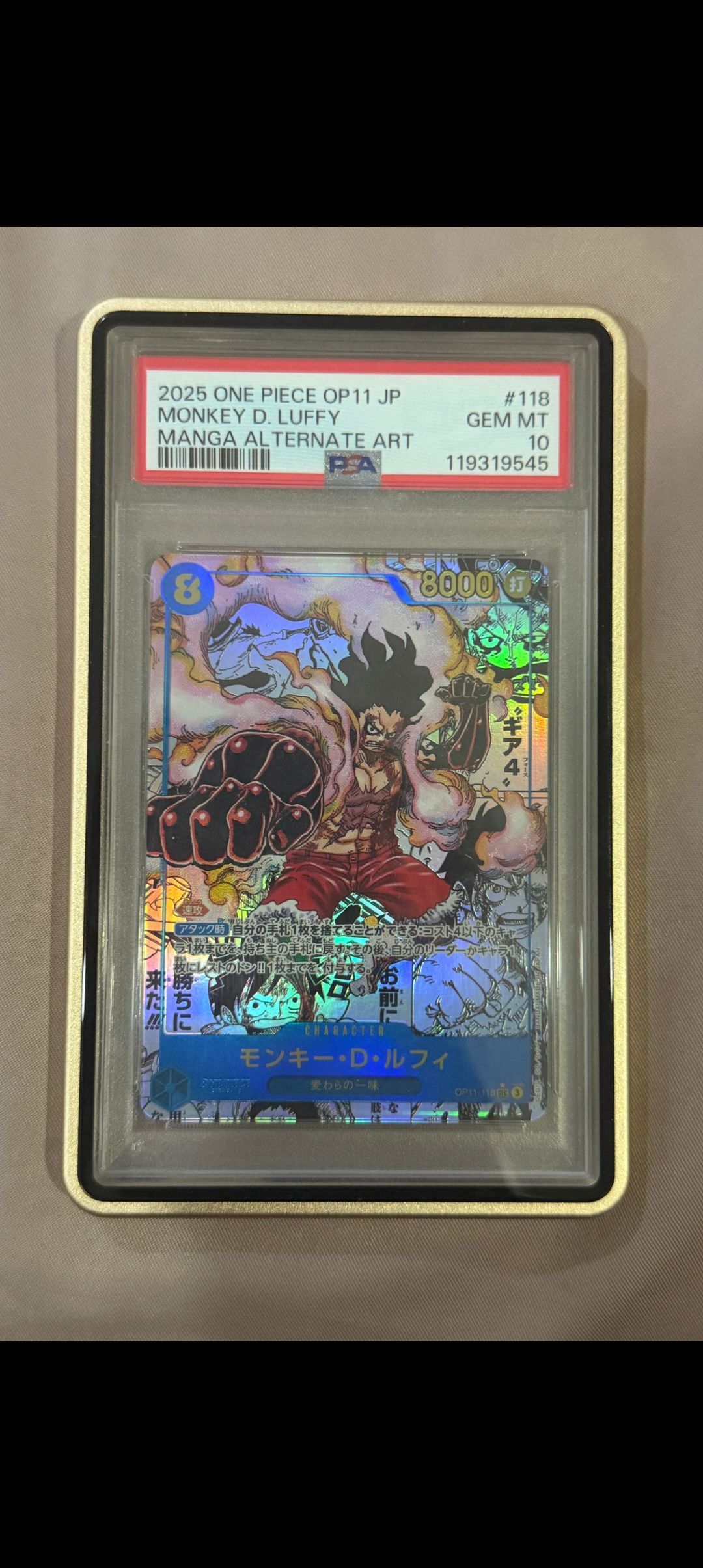 PSA 9 graded Monkey D. Luffy card from 2024 One Piece Day set for sale