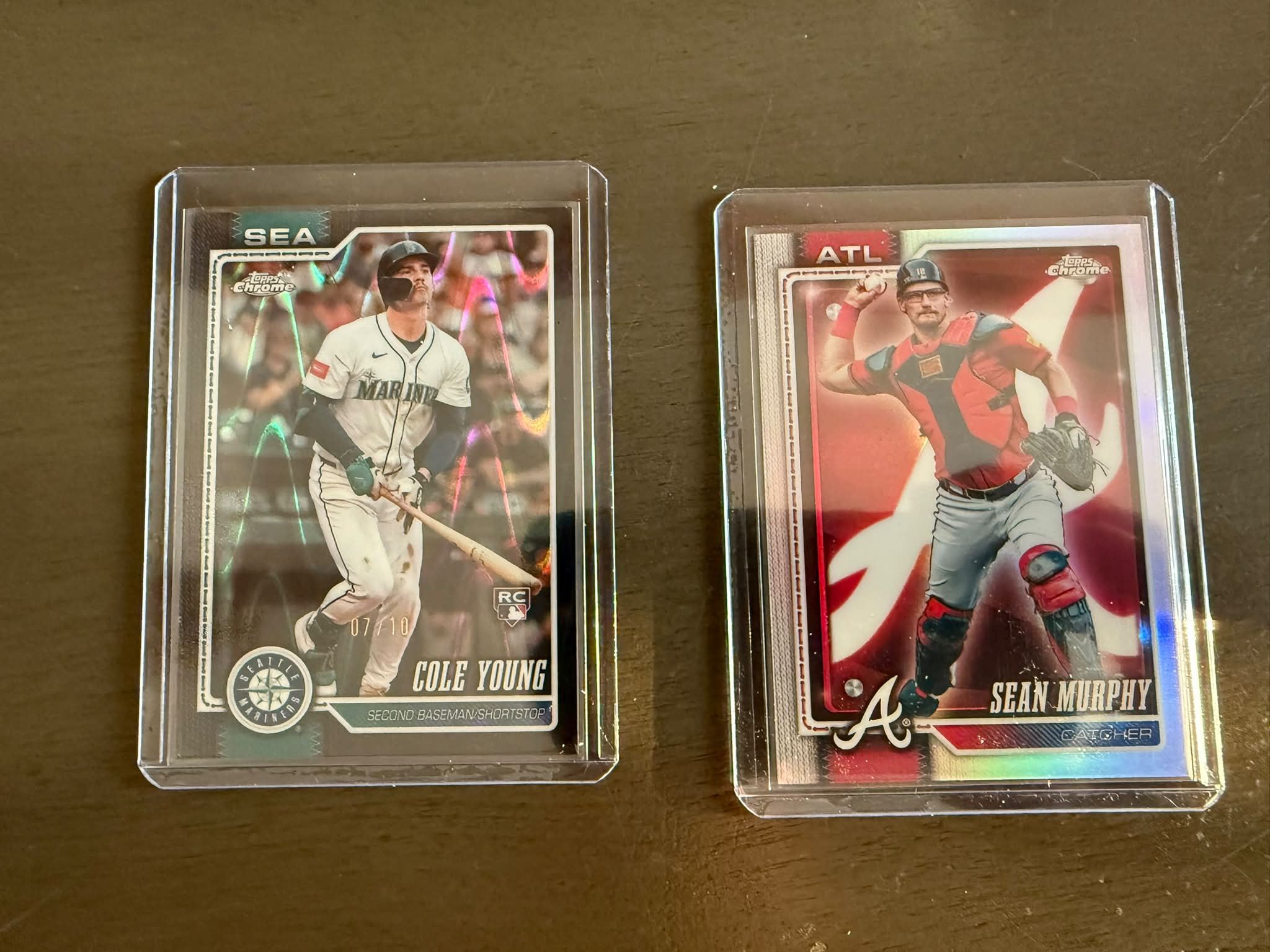Cole Young /10 and Sean Murphy SSP cards from Topps Chrome