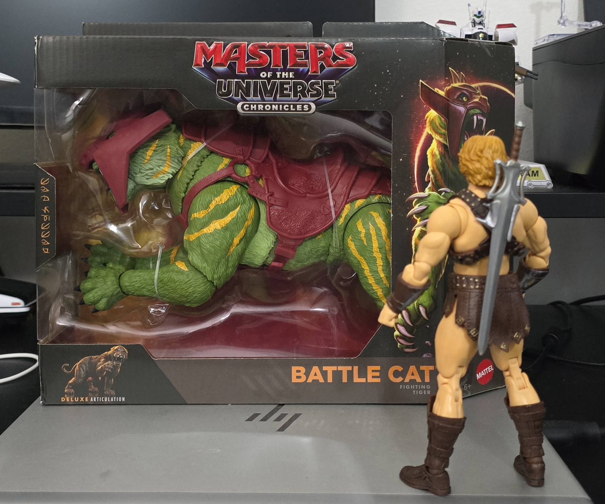 He-Man rides this fierce armored tiger into battle!
