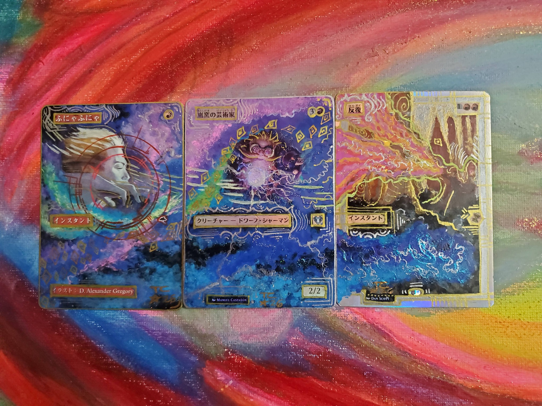 Japanese foil Magic: The Gathering card alters for Lemora's cards