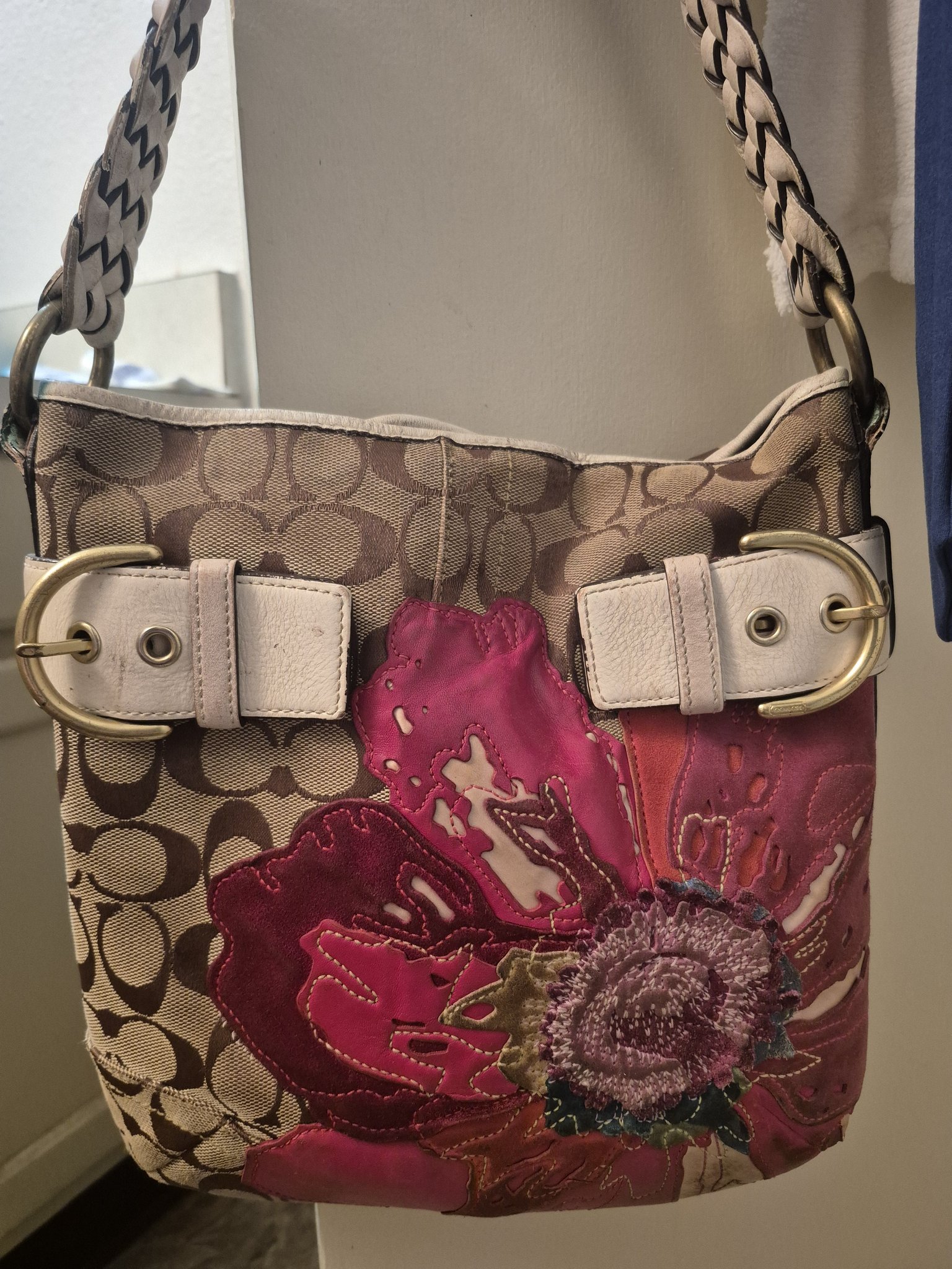 Coach Suede Floral pattern shoulder bag