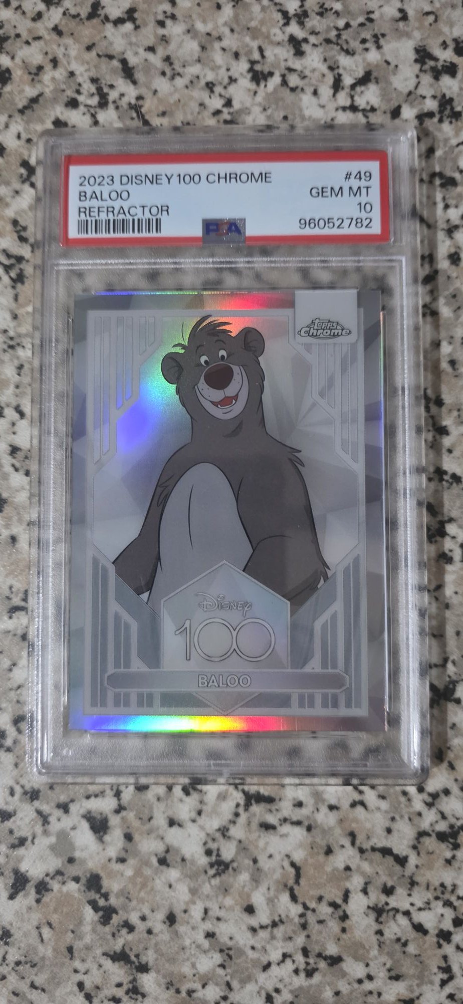 What is the value of a PSA 10 Disney 100 Chrome Baloo card?