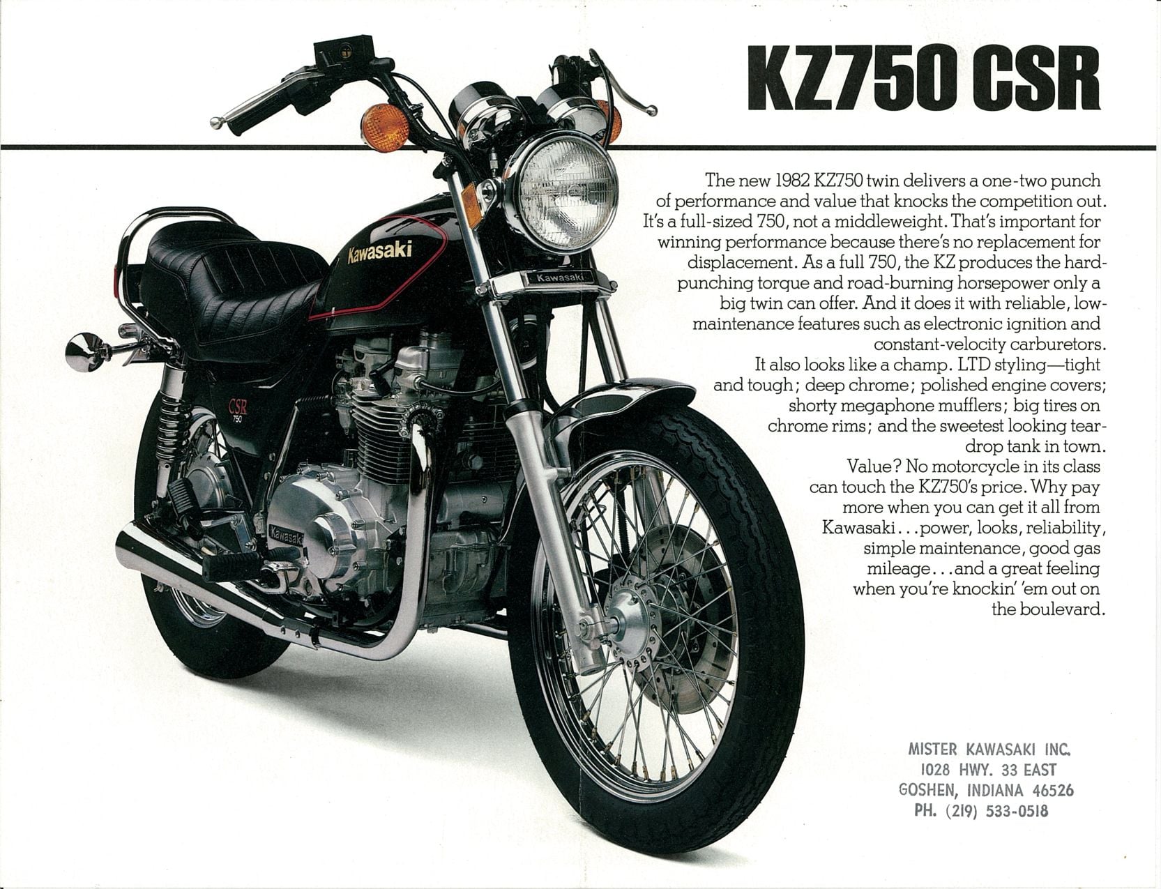 KAWASAKIs Kustom Twin, the KZ750 CSR for 1981, 