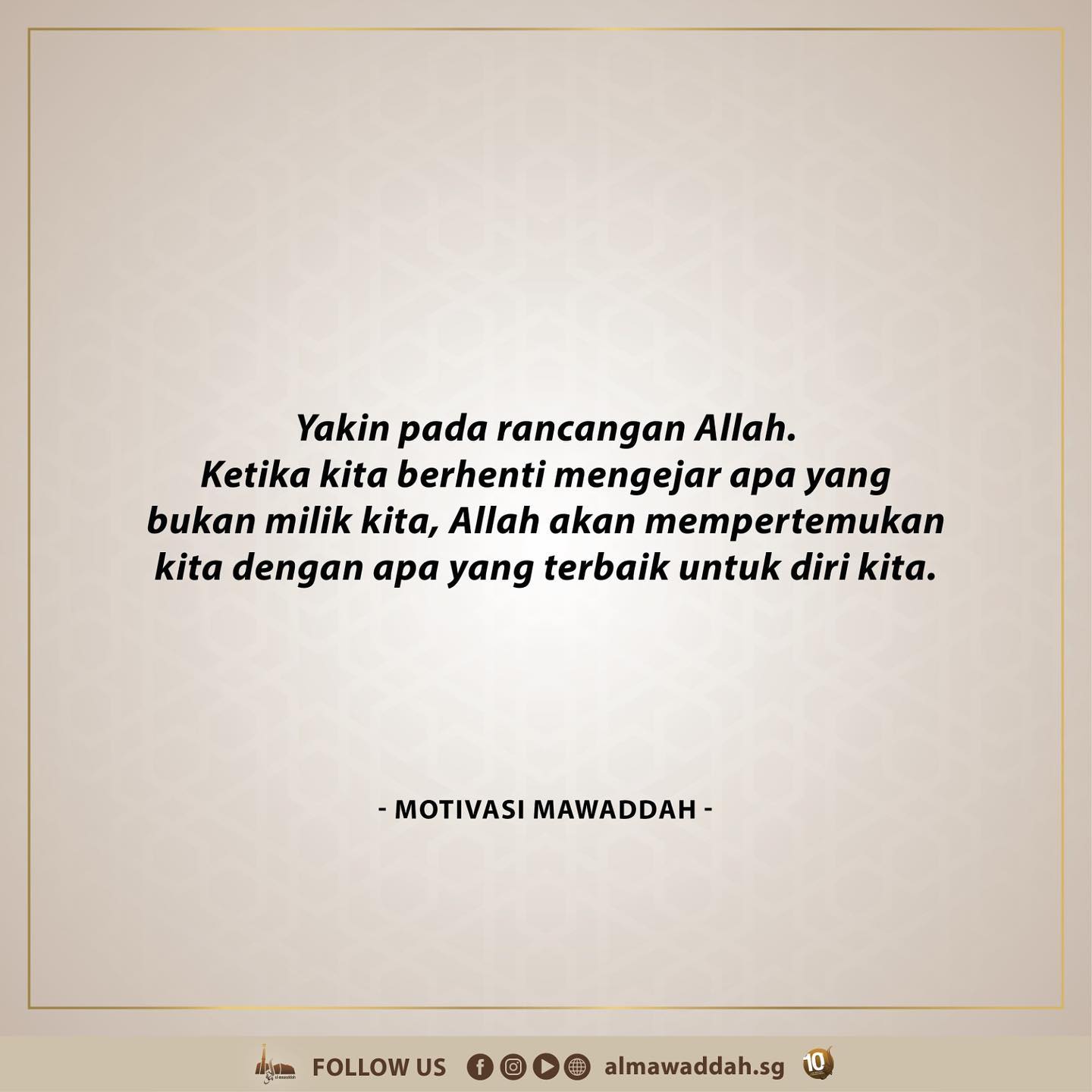 Masjid Al Mawaddah Setiap Perkara Yang Belum Berlaku Semuanya Dalam Pengetahuan Allah Swt Dan Berdasarkan Ketentuan Nya Kita Hanya Mampu Merancang Tetapi Perancangan Yang Hakiki Adalah Di Sisi Allah Swt Berbaik Sangkalah Dengan