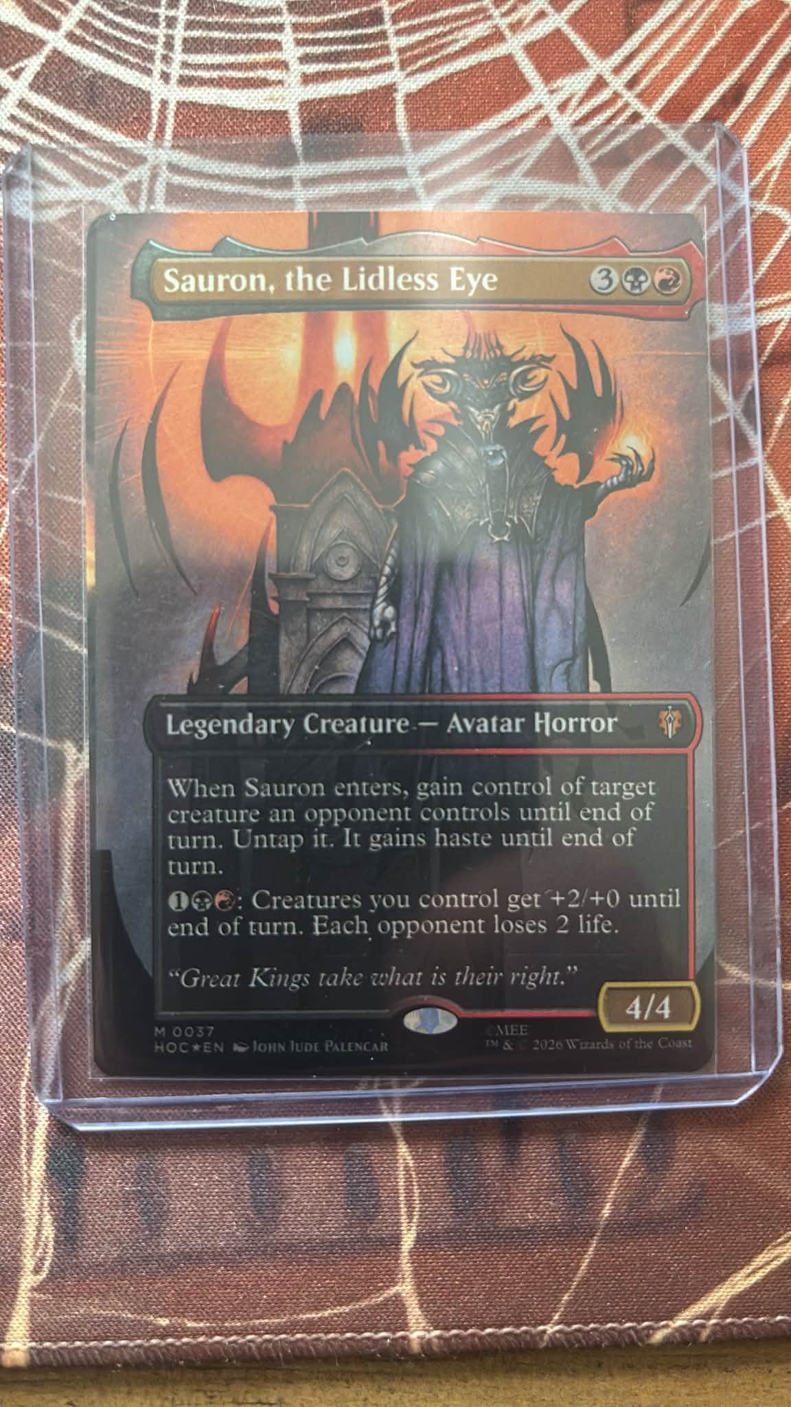 What is a misprinted Sauron, the Lidless Eye Magic card worth?