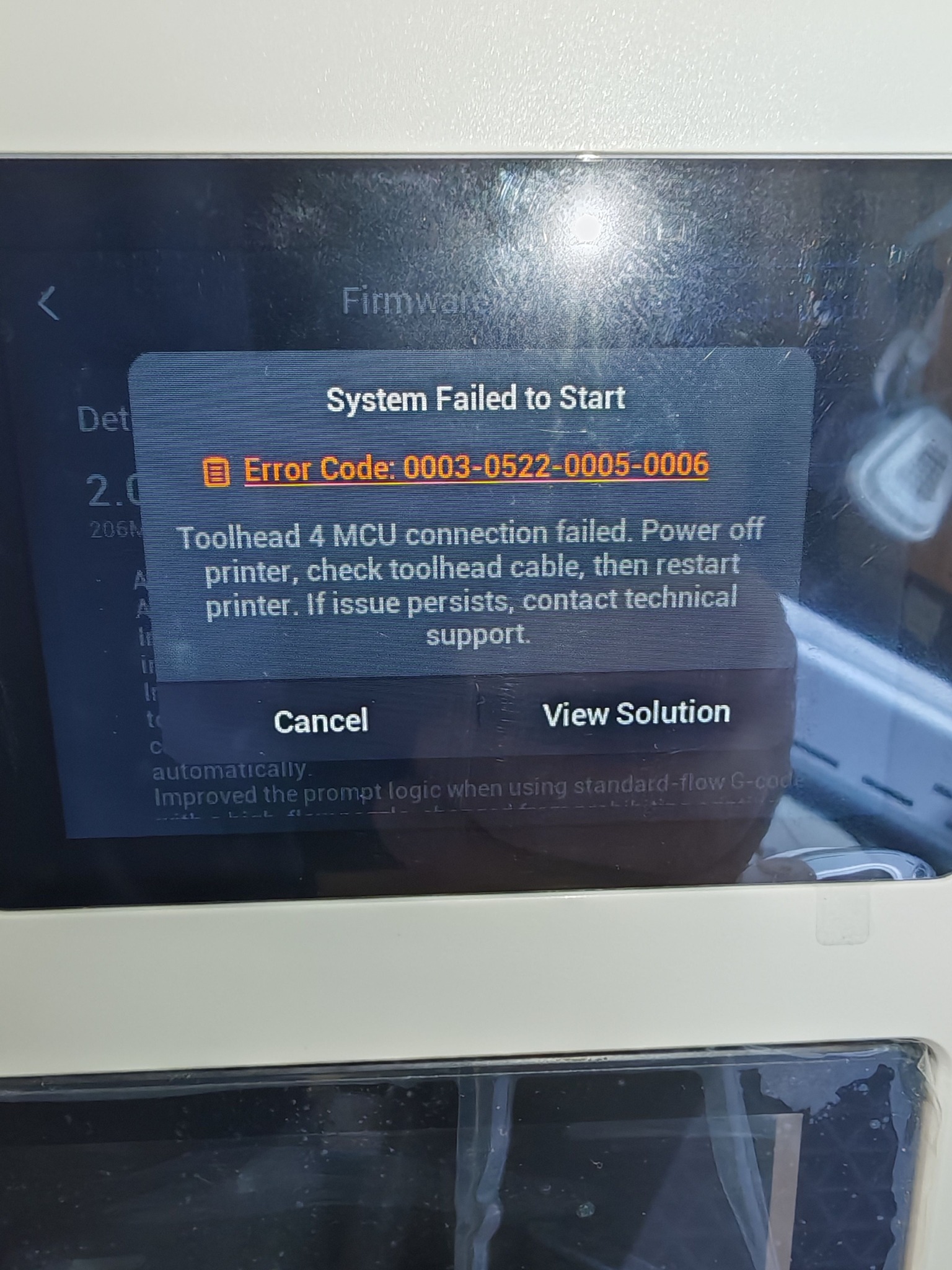 Troubleshooting Snapmaker U1 'System Failed to Start' error with