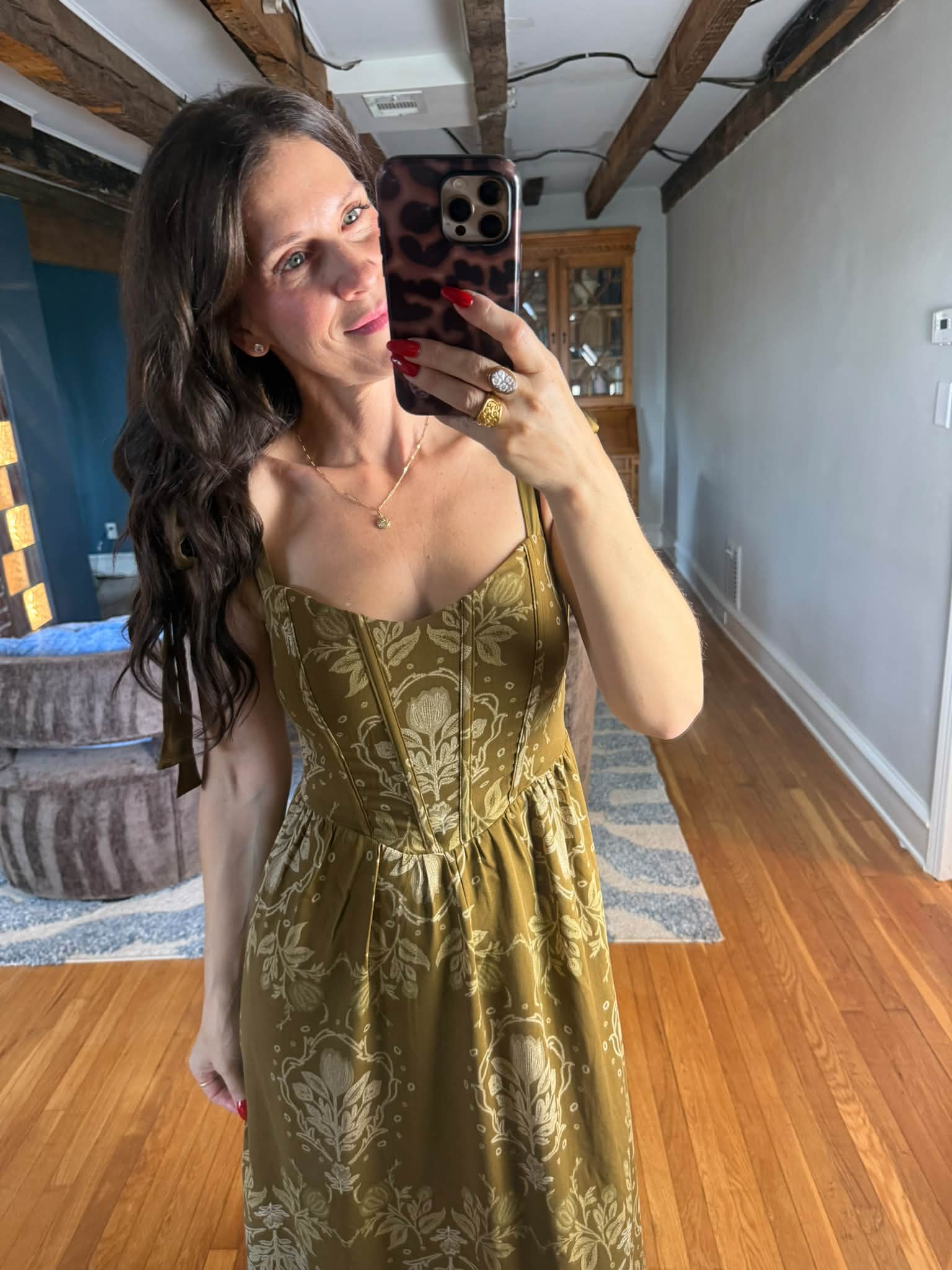 Gold corset floral dress launch at warehouse (Saturday 10-3)