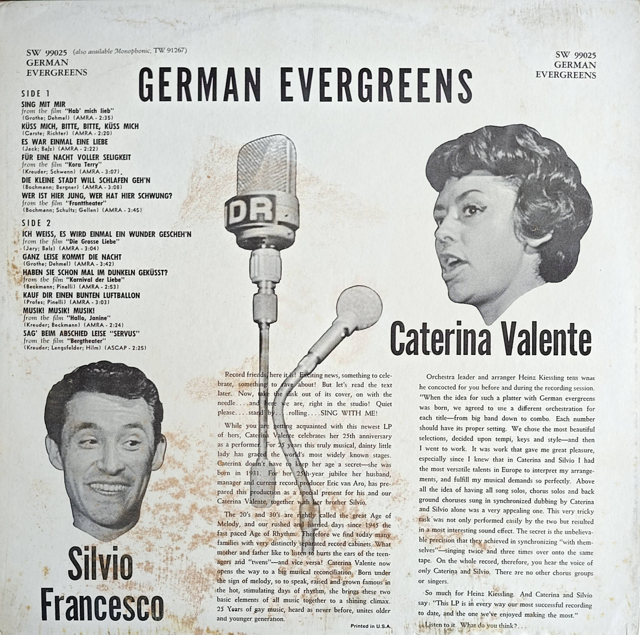 Caterina Valente and Silvio Francesco German Evergreens album