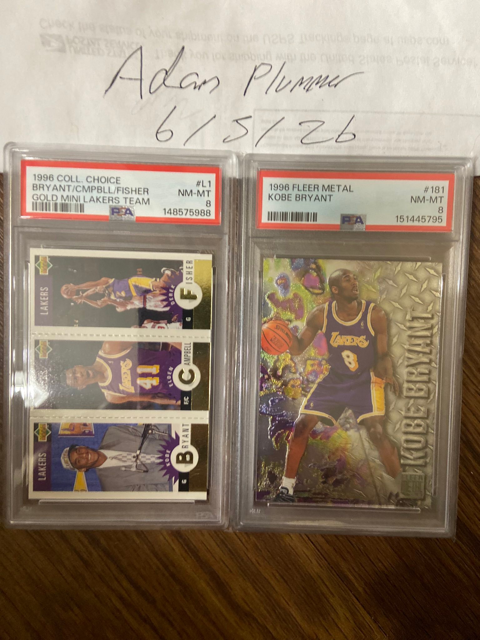 Kobe Bryant rookie metal and gold mini card for sale